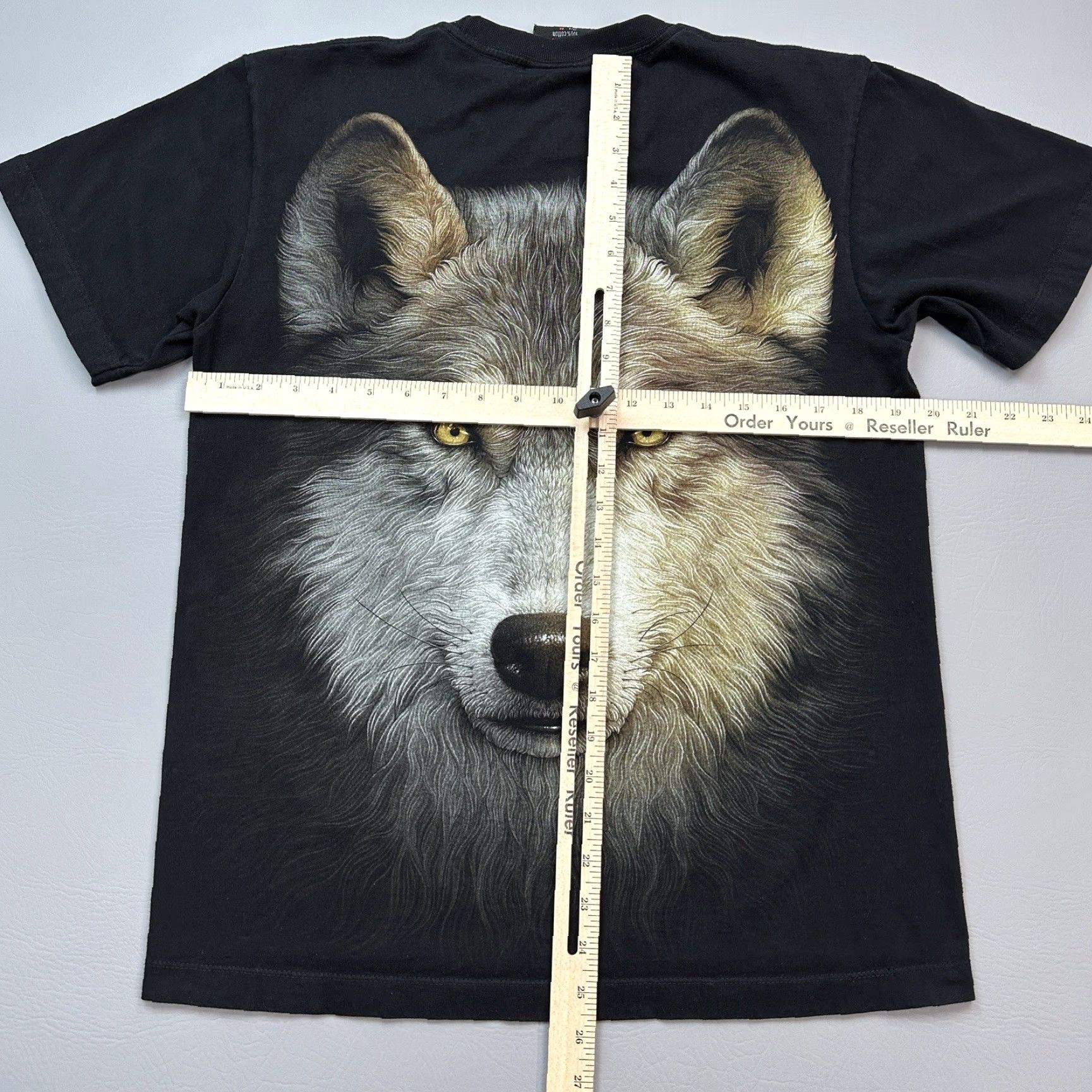 Vintage Rock Chang Shirt Mens Medium Black High Definition All Over Wolf Print T-Shirt Short Sleeve Crew Neck Graphic Print 90s Animals Nature Outdoor Mens Size US M / EU 48-50 / 2 - 7 Thumbnail