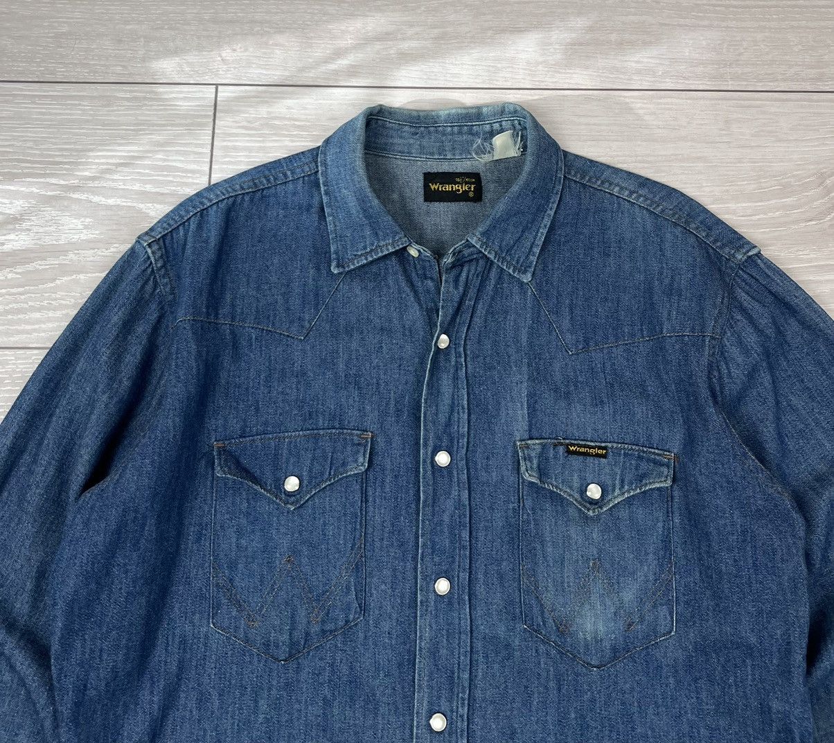 Wrangler Wrangler Vintage 80s Blue Denim Rancho Shirt L Size Size US L / EU 52-54 / 3 - 5 Thumbnail