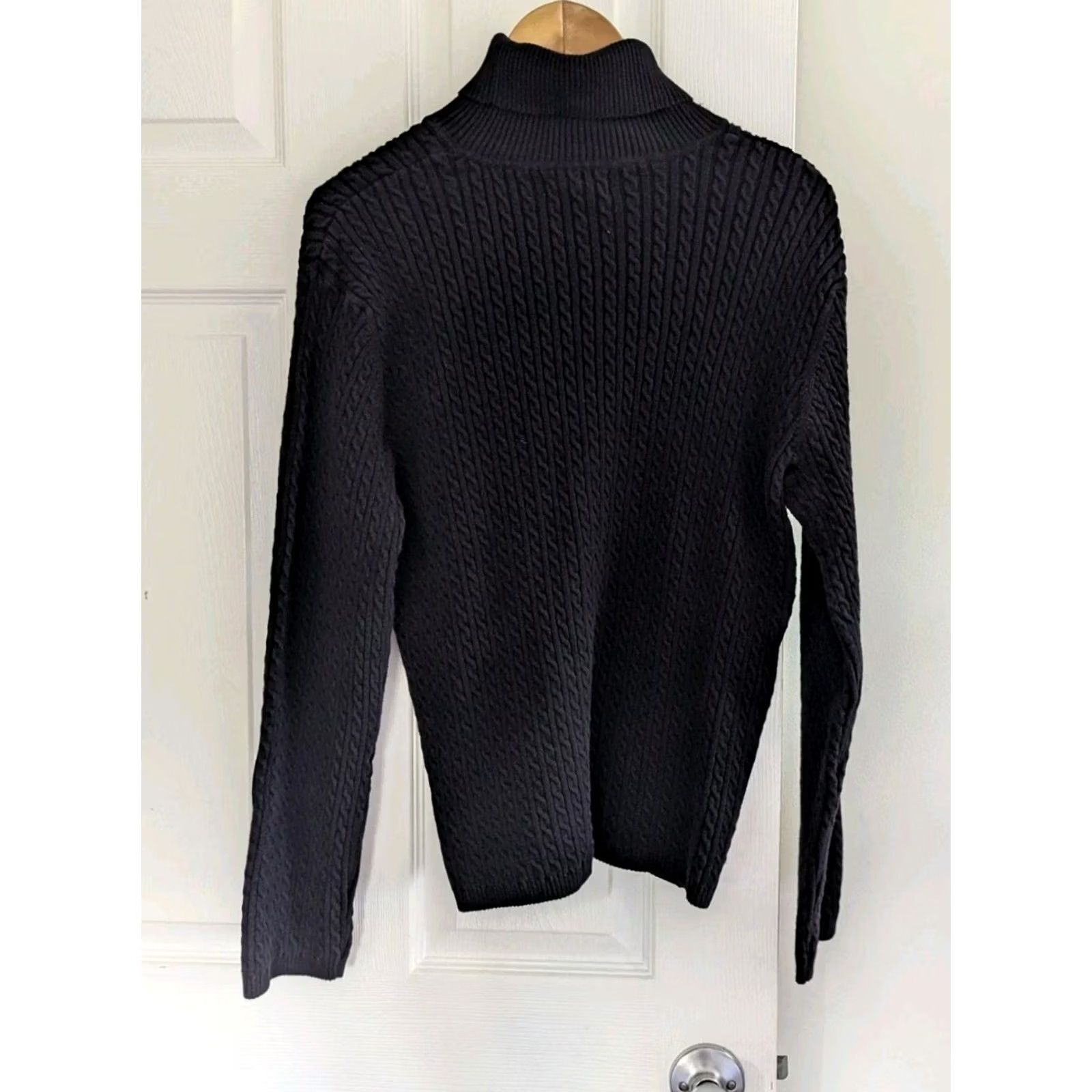 Anne Klein Anne Klein Sweater Women's XXL Black Cable-Knit Turtleneck Stretch Pullover Regular Size XXL / US 16-18 / IT 52-54 - 2 Thumbnail