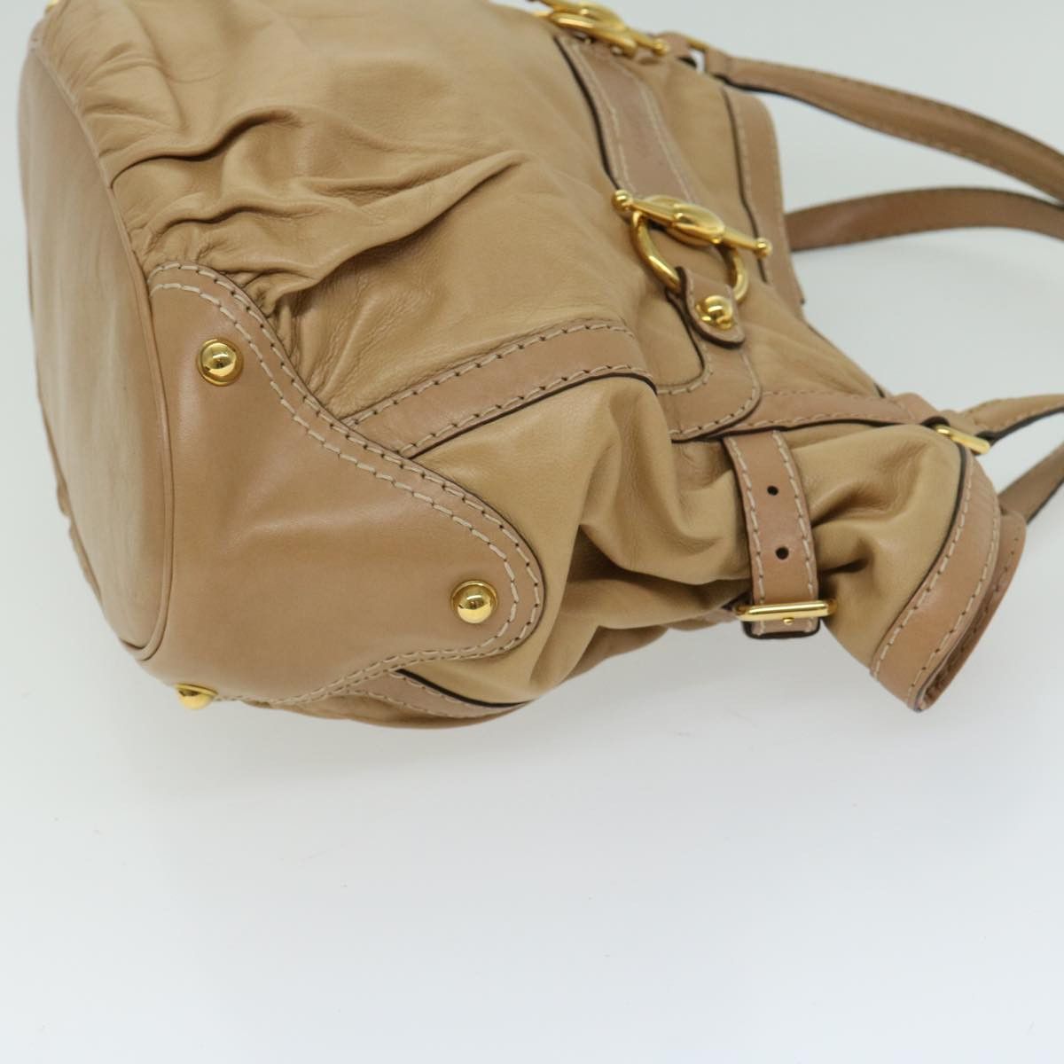 Gucci GUCCI Horsebit Shoulder Bag Leather Beige Size ONE SIZE - 4 Thumbnail
