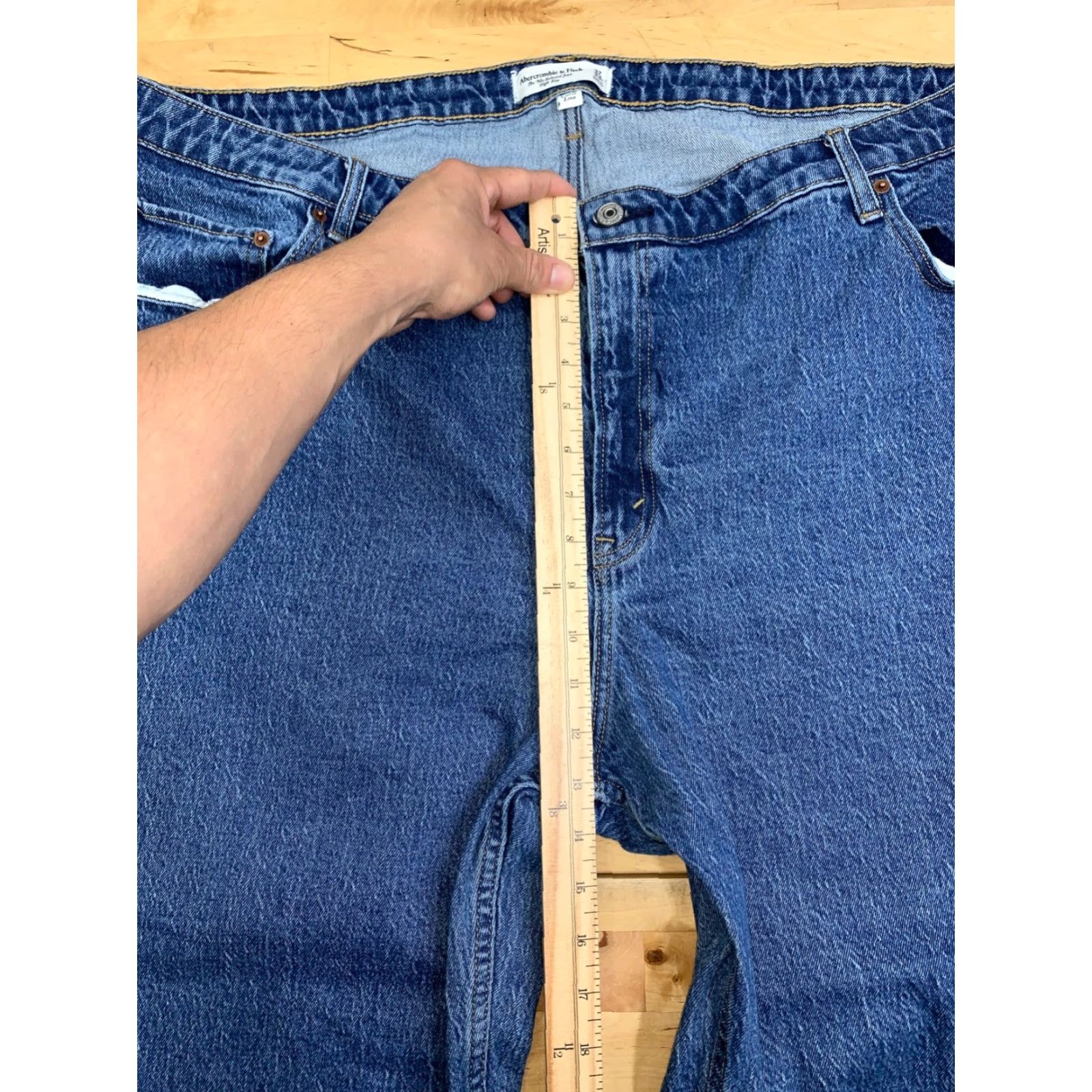 Abercrombie & Fitch Abercrombie & Fitch High Rise Straight Jeans Women 38 Blue 5-Pocket Denim 90s Bohemian 27in Inseam Mens Womens Boys Girls Size 26" / US 2 / IT 38 - 6 Thumbnail