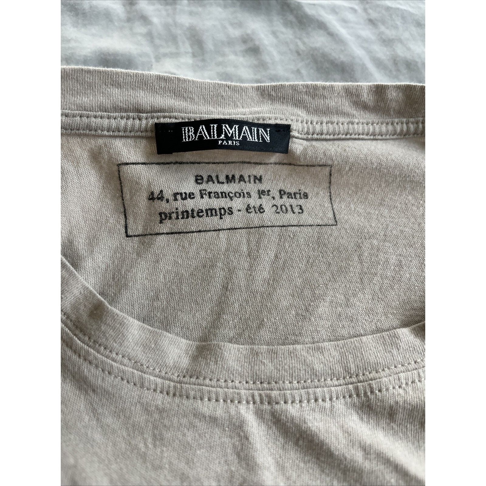 Balmain Balmain Mens Vtg Distressed T Shirt Size L Cream 100% Cotton Size US L / EU 52-54 / 3 - 3 Thumbnail