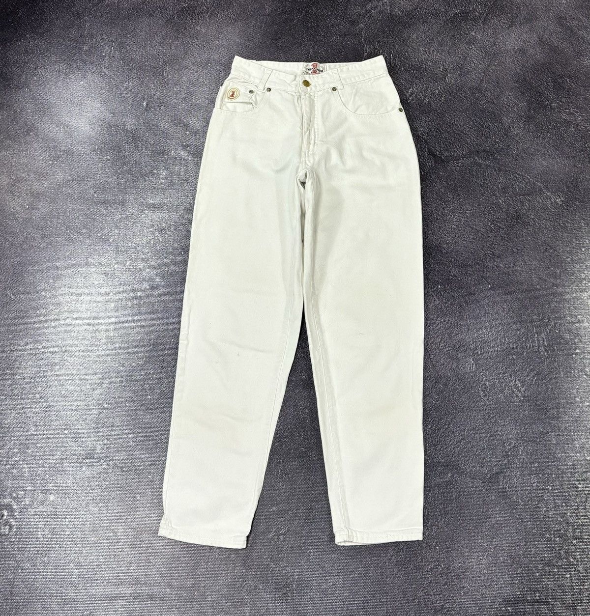 Trussardi Vintage Trussardi Women’s White Logo Luxury Tapered Jeans Size 28" / US 6 / IT 42 - 2 Thumbnail
