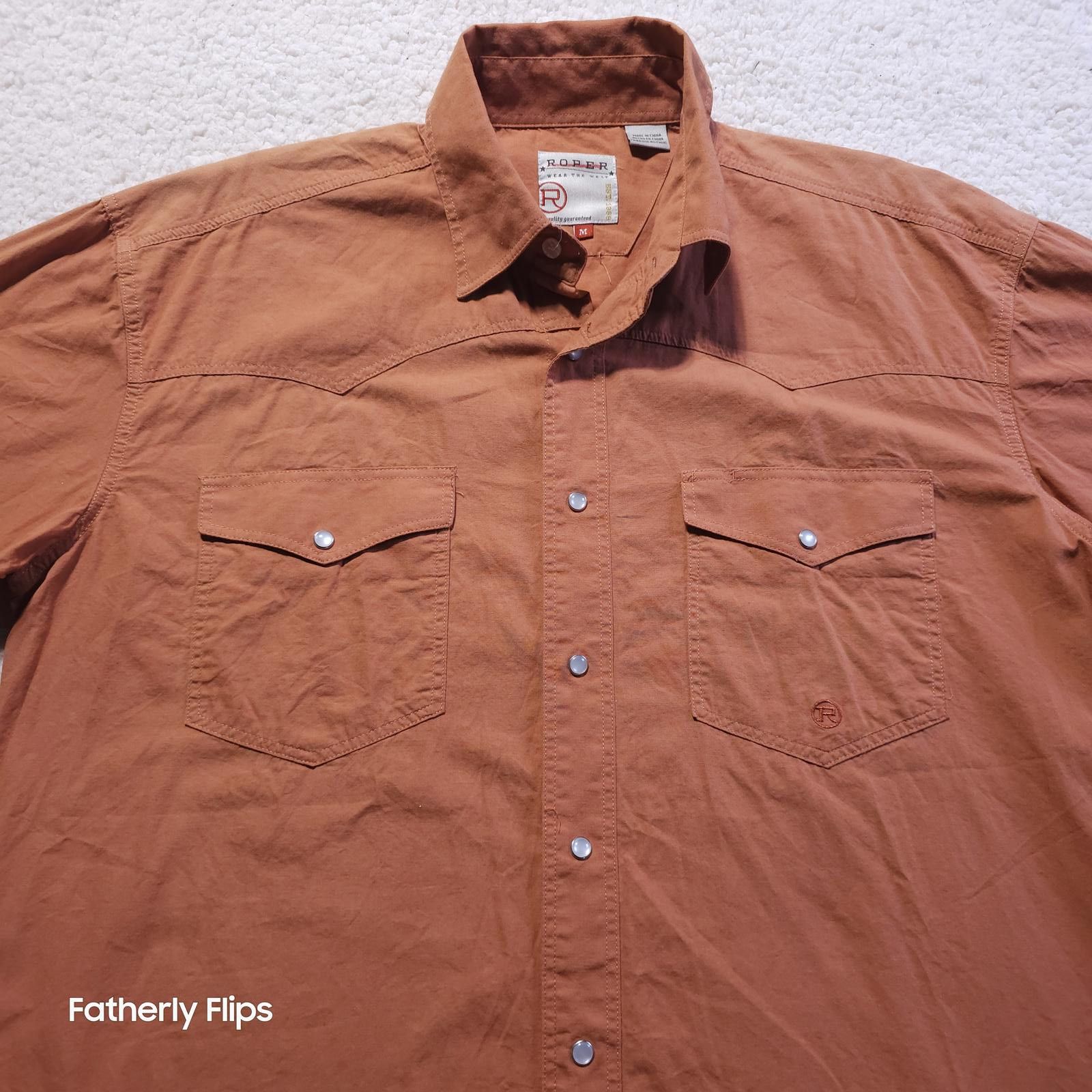 Roper Roper Mens Western Short Sleeve Shirt Medium Rust Pearl snap Size US M / EU 48-50 / 2 - 4 Thumbnail