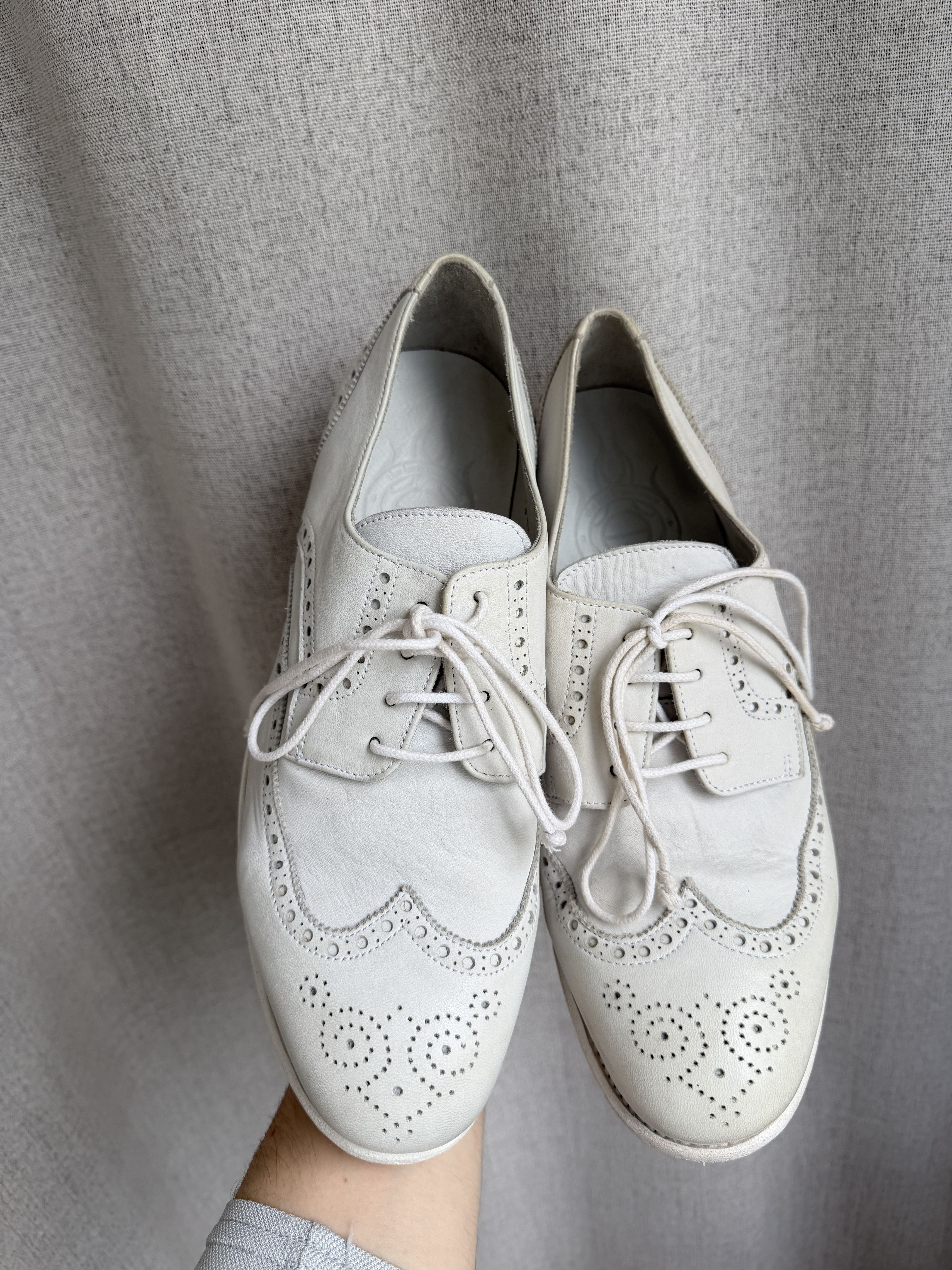 The Last Conspiracy The Last Conspiracy White Leather Painted Boots Oxford Shoes Size US 11 / EU 44 - 3 Thumbnail