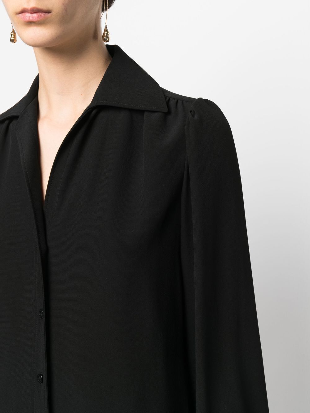 Saint Laurent Paris o1s1wg110924 Shirt Dress in Black Size S / US 4 / IT 40 - 4 Thumbnail