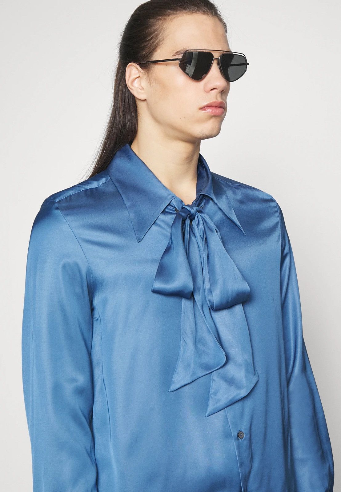 Maison Margiela !DS! SS22 Maison Margiela Bow Blue Viscose Shirt Size US L / EU 52-54 / 3 - 4 Thumbnail