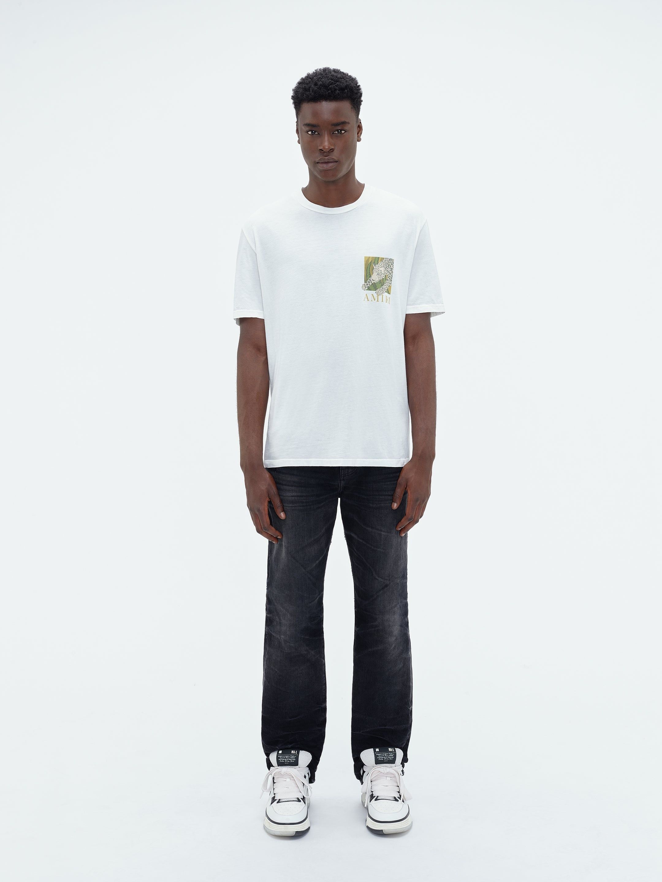 Amiri o1w1db10325 Leopard Short Sleeve T-Shirt in White Size US L / EU 52-54 / 3 - 2 Thumbnail