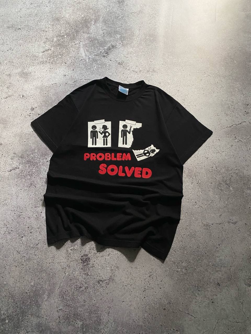Vintage CRAZY Y2K PROBLEM SOLVED HUMOR VINTAGE T SHIRT Size US M / EU 48-50 / 2 - 1 Thumbnail