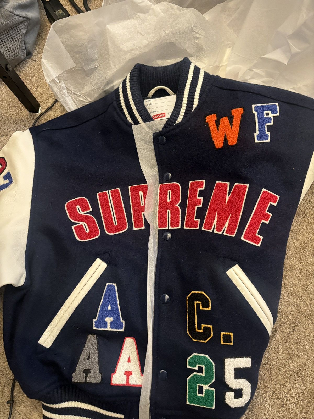 Supreme Supreme Praises Varsity Jacket | Grailed