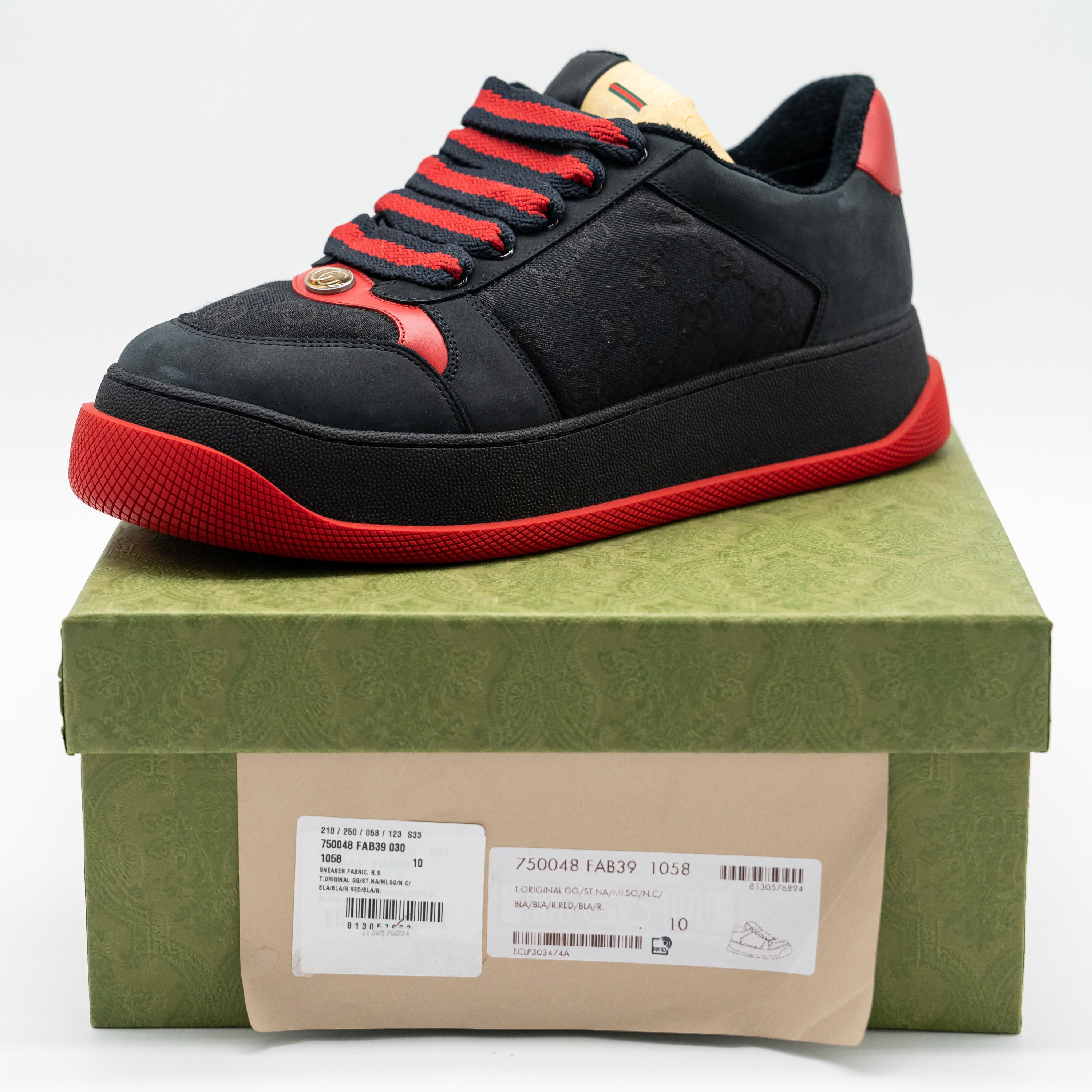 Gucci 10.5us Gucci Double Screener GG Black Red Chunky Sneakers Size US 10.5 / EU 43-44 - 11 Thumbnail