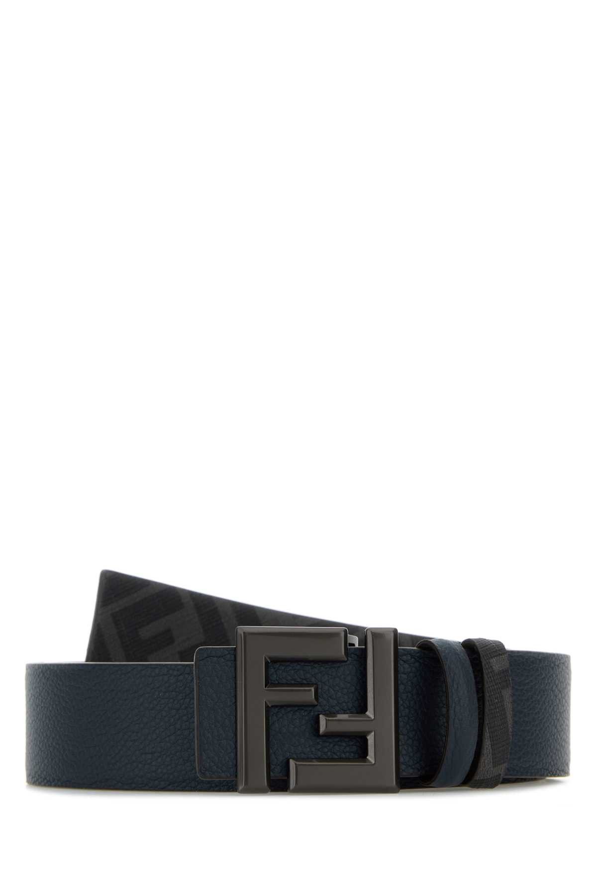 Fendi Dark Blue Leather Squared Ff Reversible Belt Size ONE SIZE - 1 Thumbnail