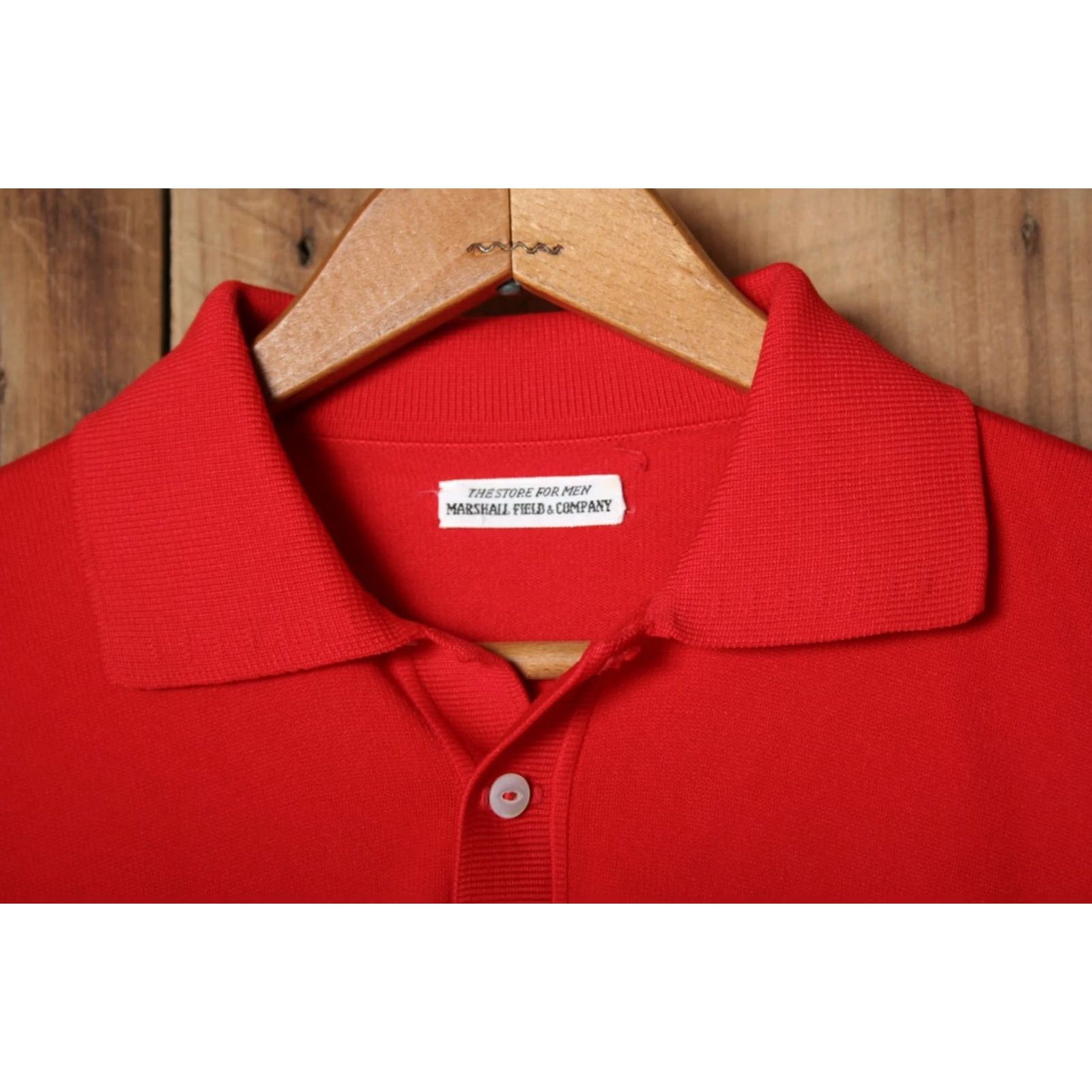 Vintage VINTAGE Marshall Field's & Co Bright Red Nylon Tycora Yarn Polo Shirt Mens M Red Nylon Pullover 90s Size US M / EU 48-50 / 2 - 3 Thumbnail