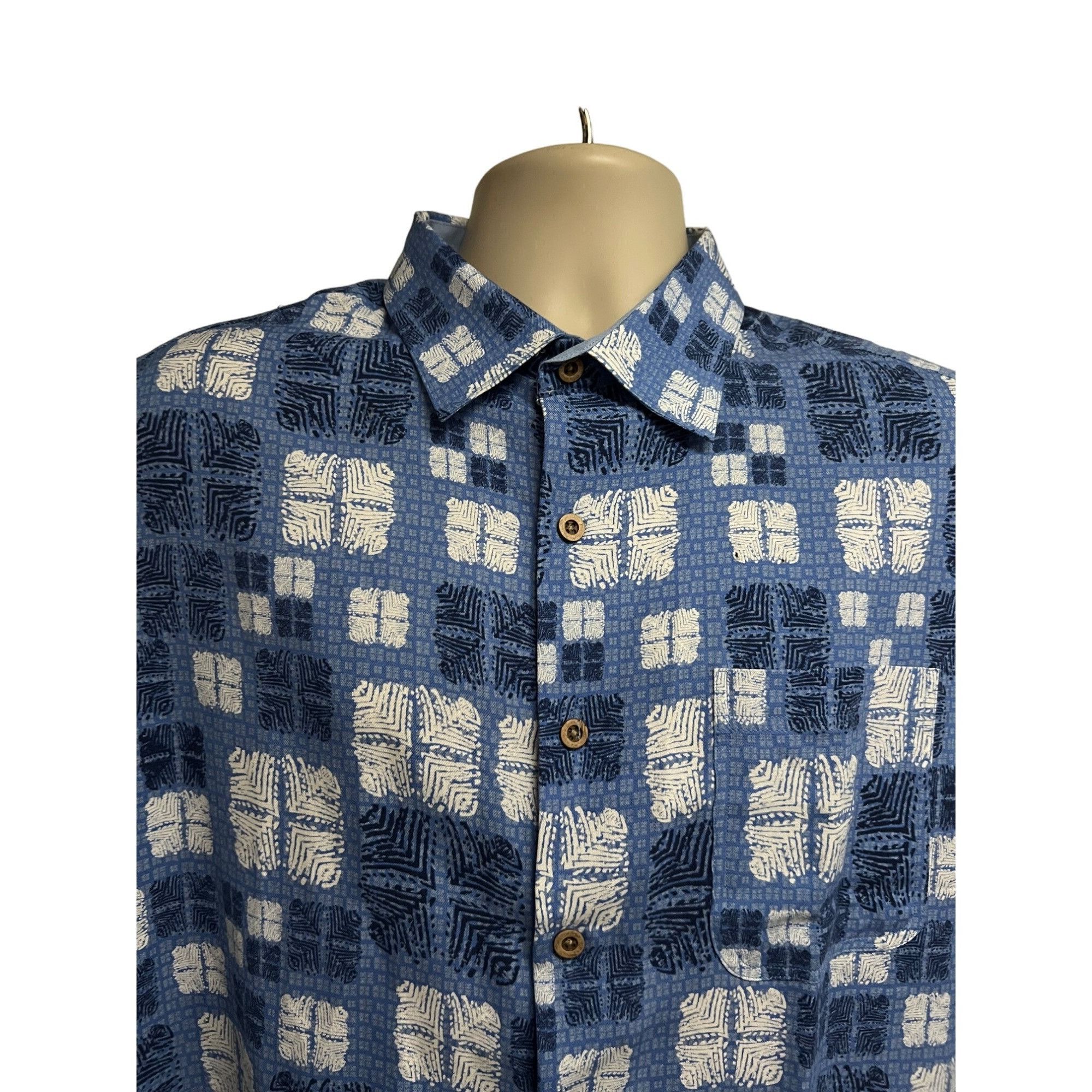 Nat Nast Nat Nast Mens Blue Silk Button Front Camp Shirt XL Pocket Co Size US XL / EU 56 / 4 - 4 Thumbnail