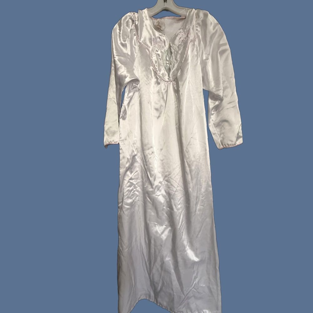 Vintage VINTAGE Ilise Stevens Nightgown Womens M White Satin Embroidered Floral 80s Size ONE SIZE - 1 Thumbnail