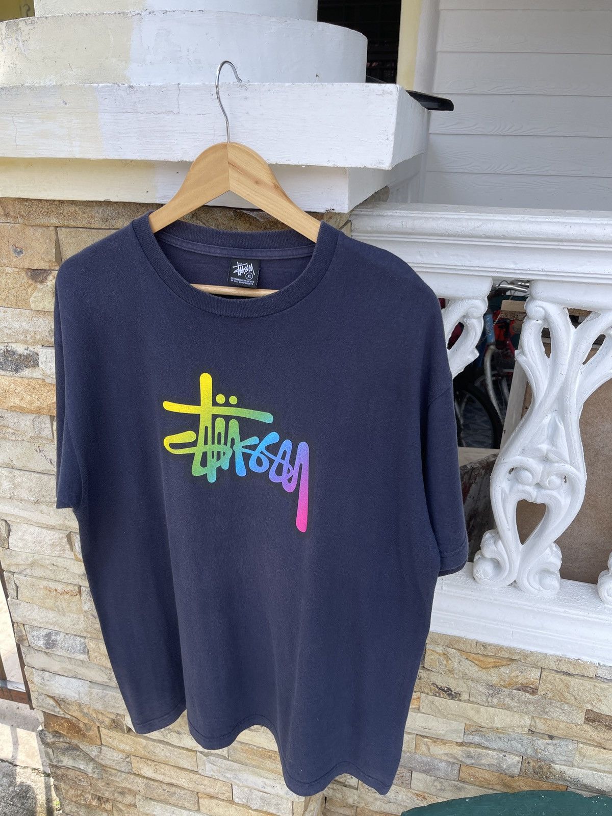 Stussy Rare🔥Vtg STUSSY Big Spellout Multicolour Logo Tee Size US XL / EU 56 / 4 - 3 Thumbnail
