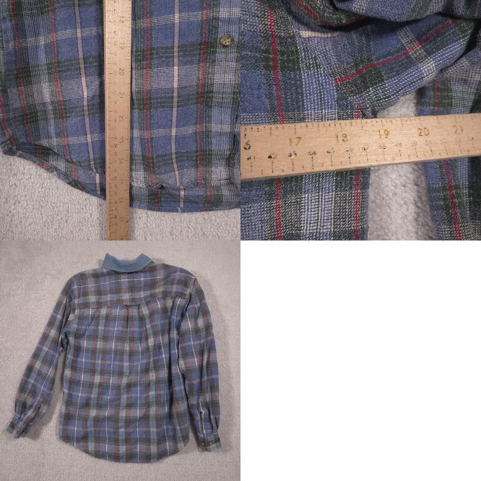 Denime Cabin Creek Shirt Womens Small Blue Plaid Denim Collar Button Front Flannel Top Size S / US 4 / IT 40 - 8 Thumbnail