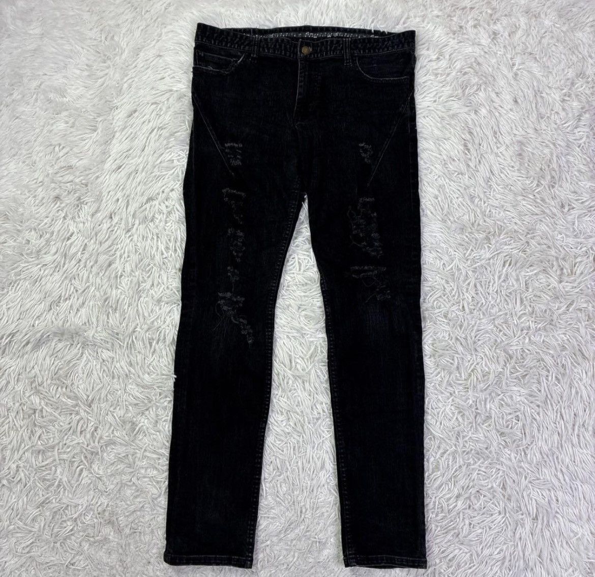 Number (N)ine NUMBER NINE FW06 NOIR COATED BLACK PAIN DENIM JEANS