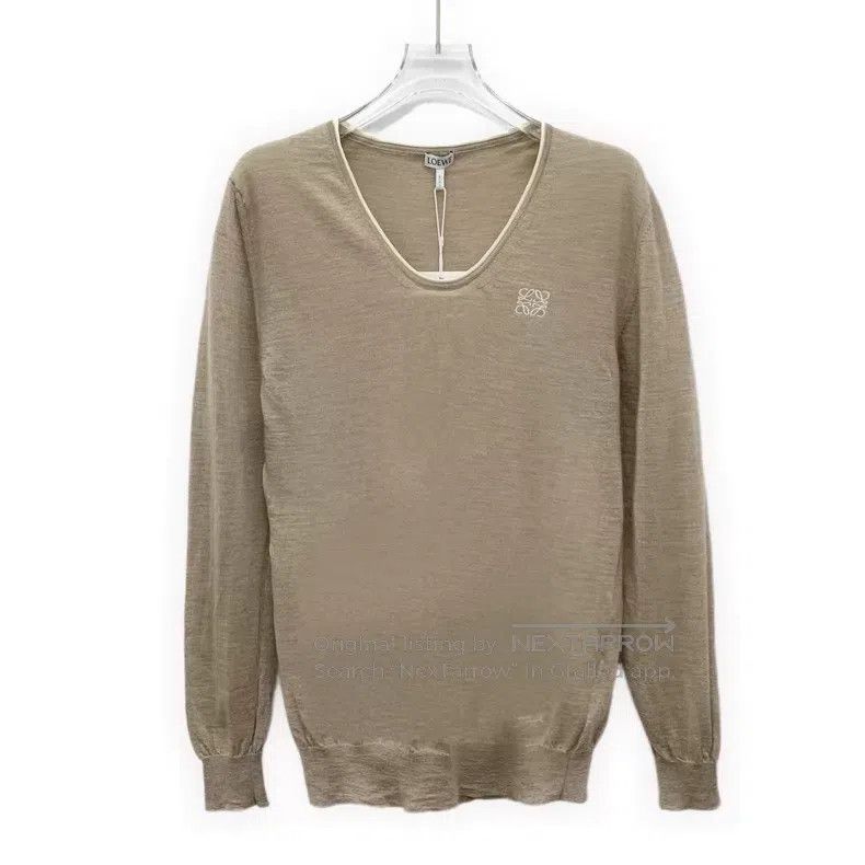 Loewe Loewe Brown Cashmere Logo Embroidered Crew Neck Long Sleev Size S / US 4 / IT 40 - 1 Thumbnail