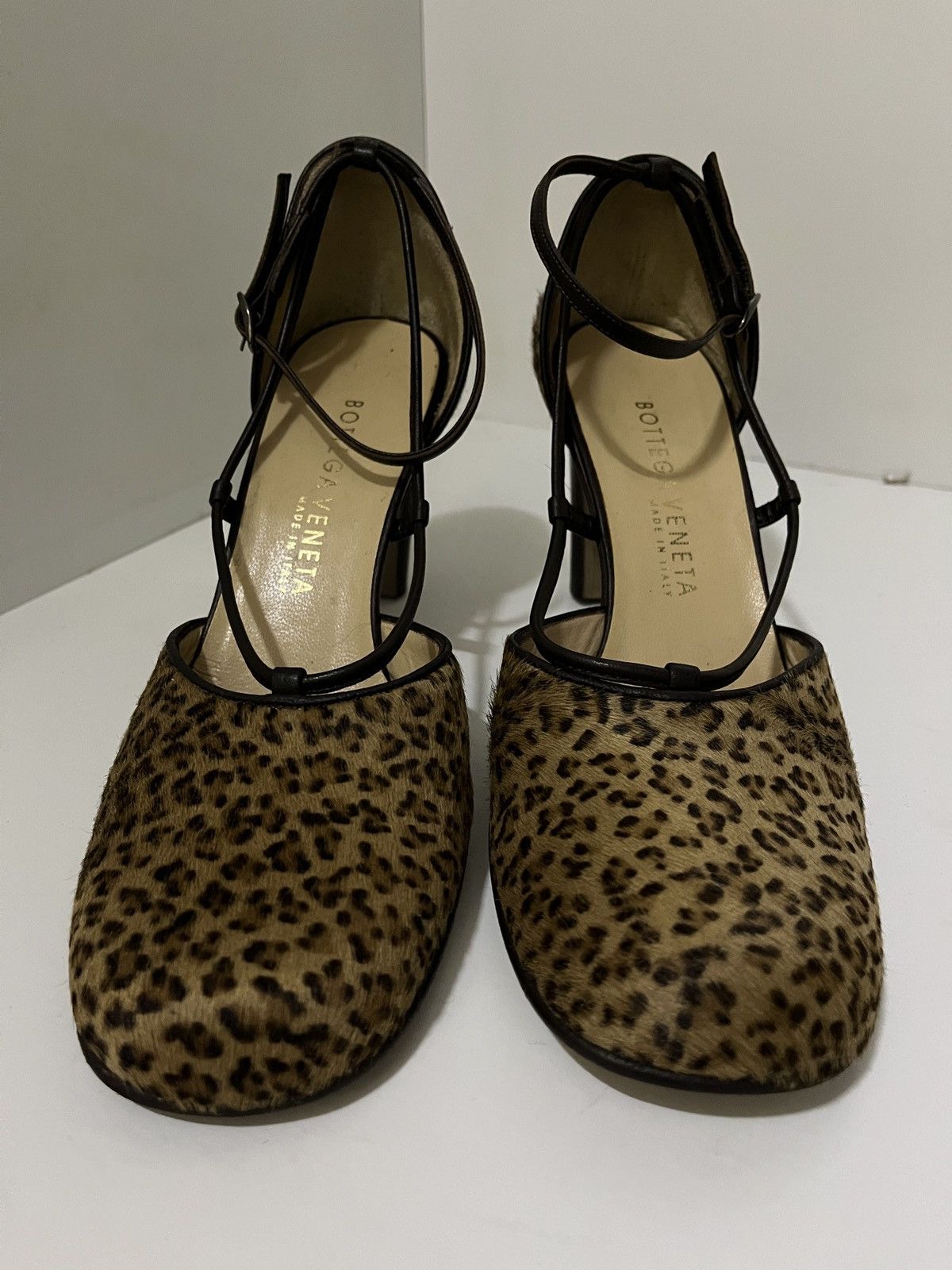 Bottega Veneta Bottega Veneta Brown Calf Hair Leopard Ankle Strap Size US 7 / IT 37 - 3 Thumbnail