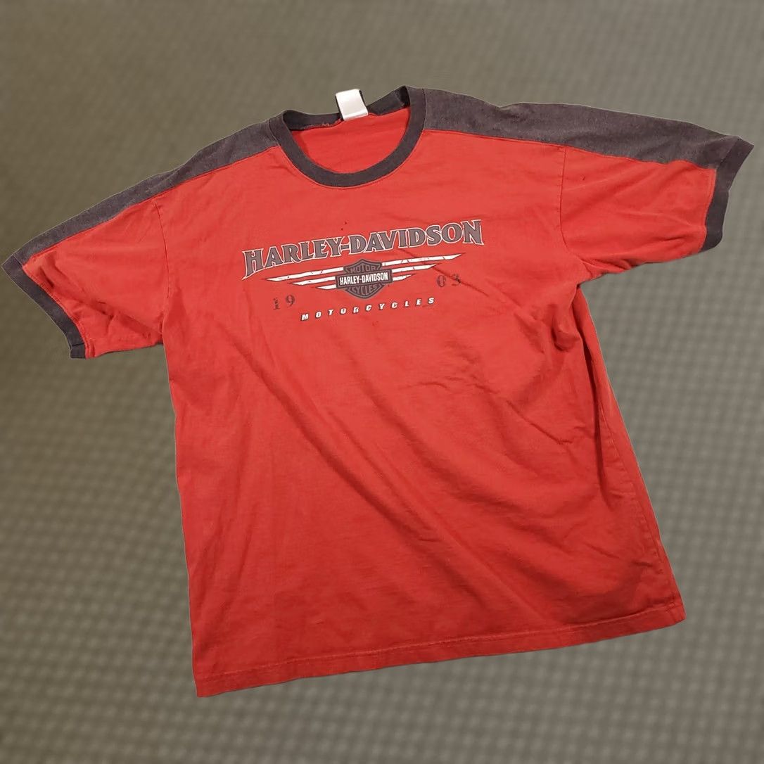 Harley Davidson VINTAGE Harley-Davidson Ringer Shirt Mens XL Red Gettysburg PA 2007 USA T-Shirt Crew Neck N/A Size US XL / EU 56 / 4 - 1 Thumbnail