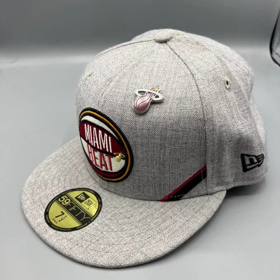 New Era Miami Heat Hat Men 7 1/2 59Fifty New Era Fitted New with Pin Size ONE SIZE - 2 Thumbnail