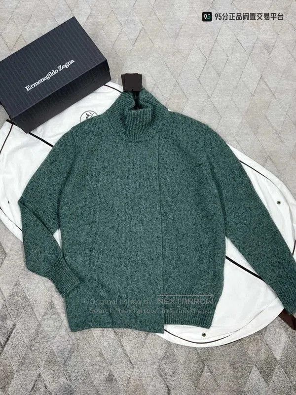 Ermenegildo Zegna Zegna Men's Green High-Neck Knit Sweater. Size US M / EU 48-50 / 2 - 5 Thumbnail