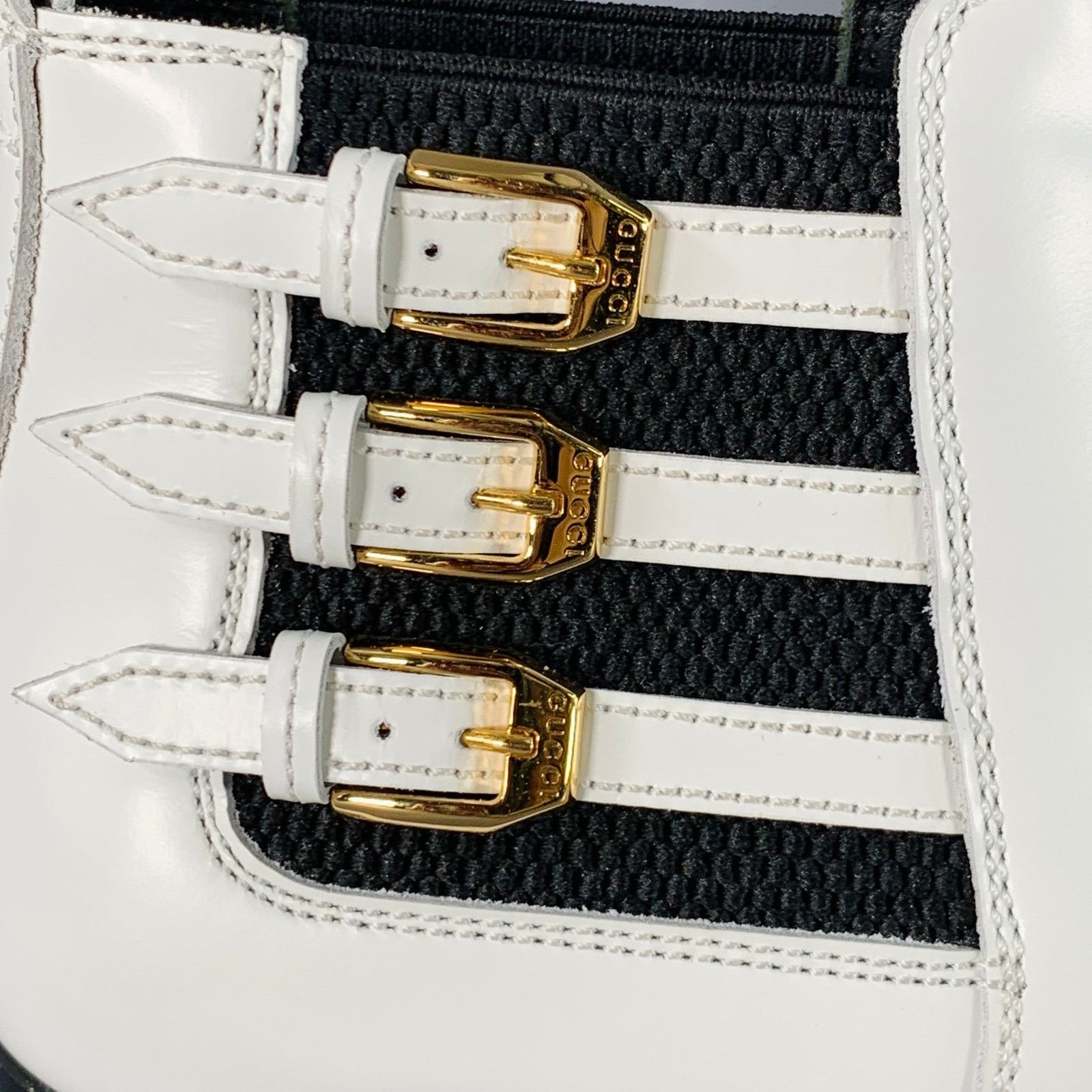 Gucci White Black Gold Leather Pointed Toe Pull On Ankle Boots Size US 8 / IT 38 - 3 Thumbnail