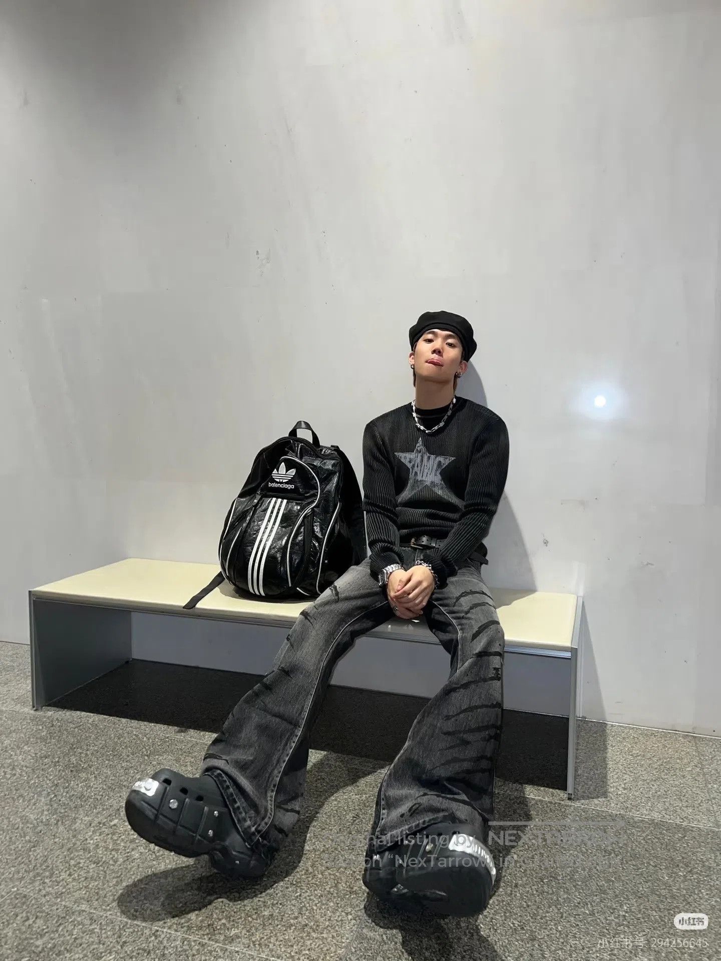 Balenciaga Balenciaga Adidas Co-branded Black Sheep Leather Clover Vi Size ONE SIZE - 6 Thumbnail