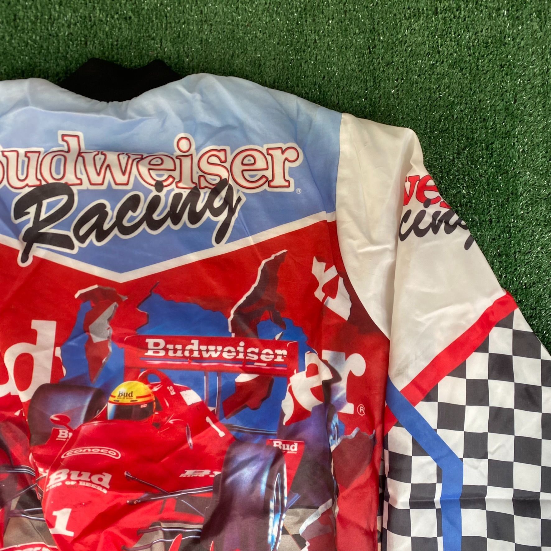Budweiser Vintage 90s Budweiser Racing Jacket Satin Bomber NASCAR Size US L / EU 52-54 / 3 - 2 Thumbnail
