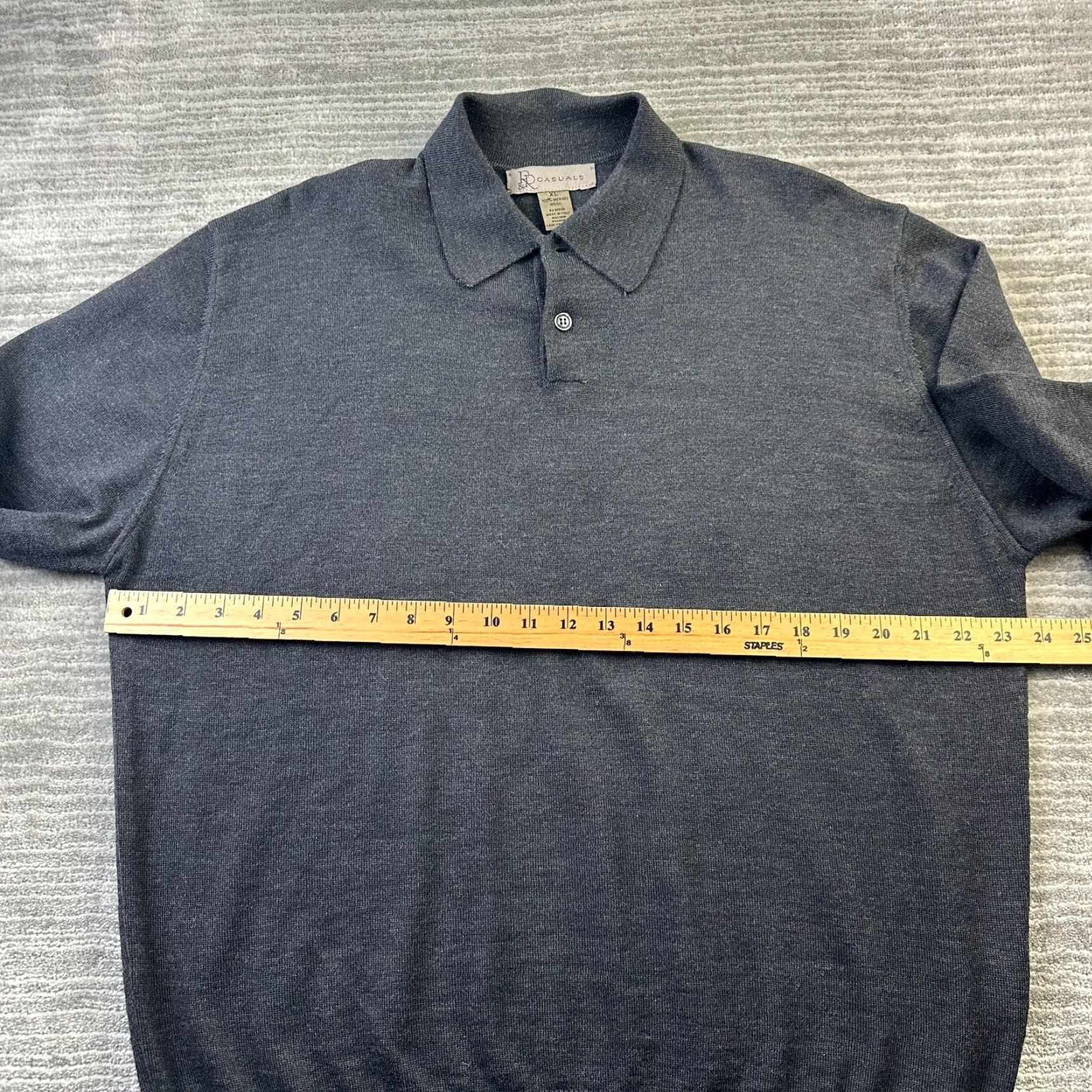 Vintage RR Casuals Polo Shirt Mens XL Gray Wool Knit Polo Shirt Casual Activewear Golf 90s? Size US XL / EU 56 / 4 - 7 Thumbnail