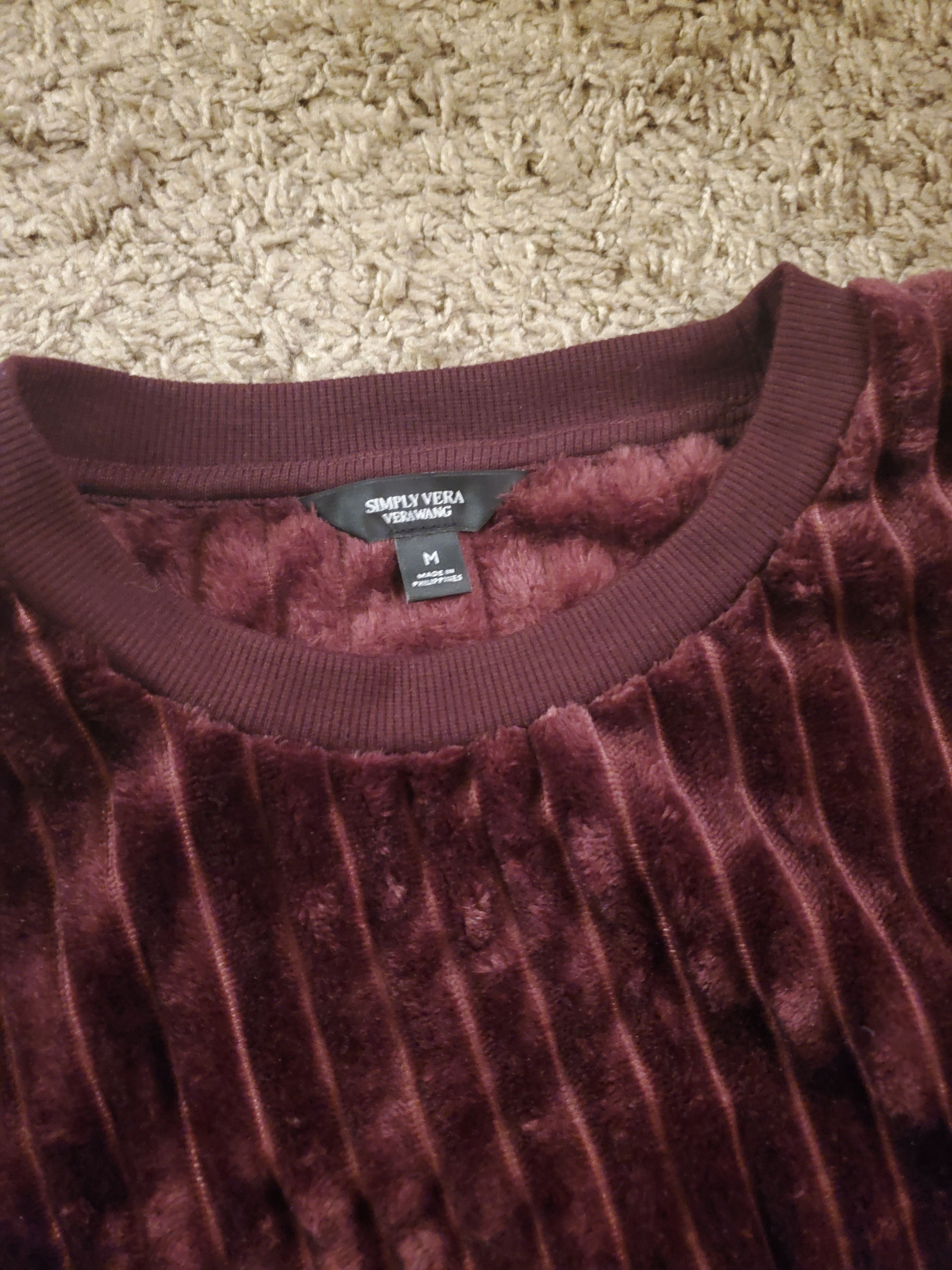 Vera Wang Vera Wang Burgundy Plush Ribbed Pullover Size M / US 6-8 / IT 42-44 - 2 Thumbnail