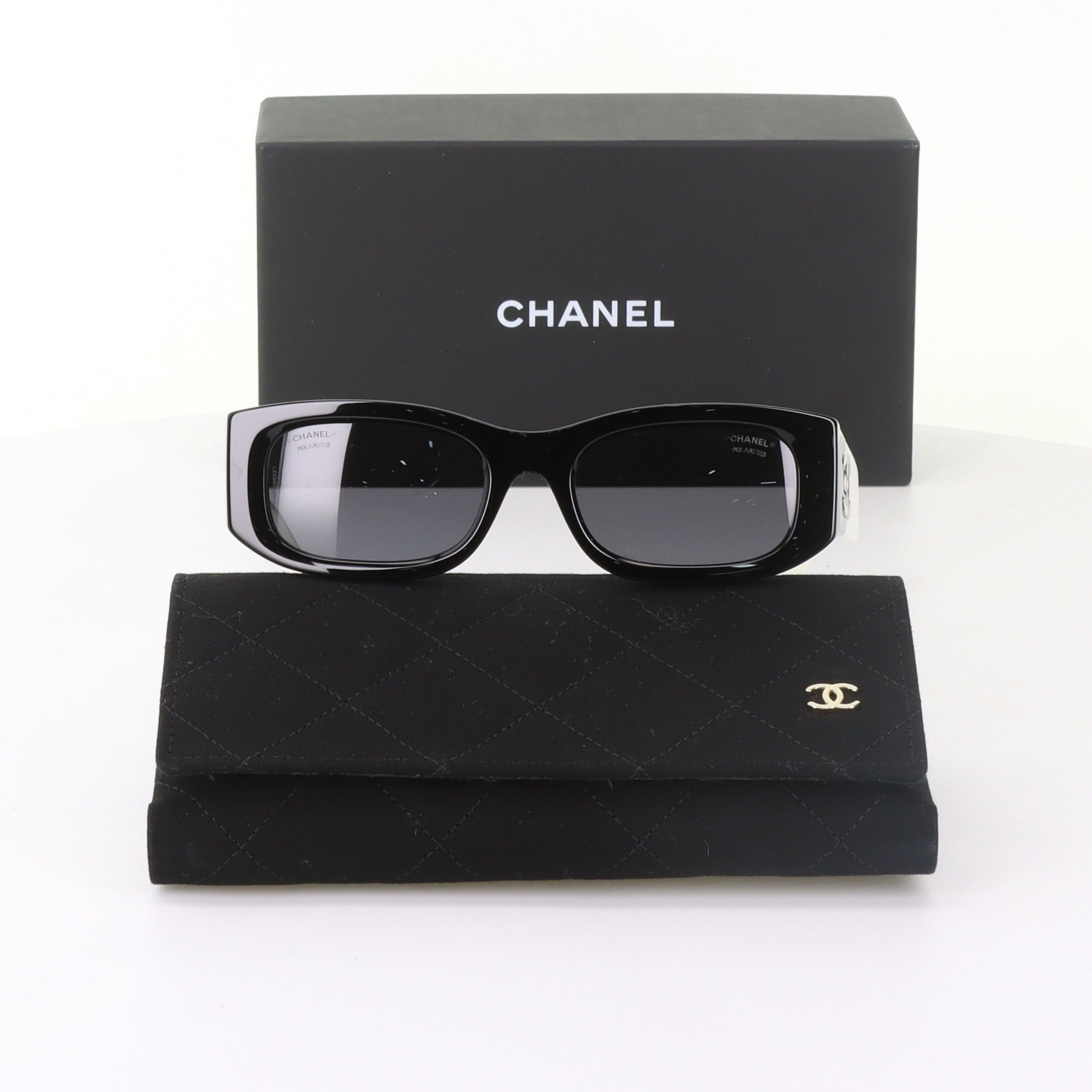 Chanel New CHANEL Sunglasses Black White CC Logo Limited Authentic