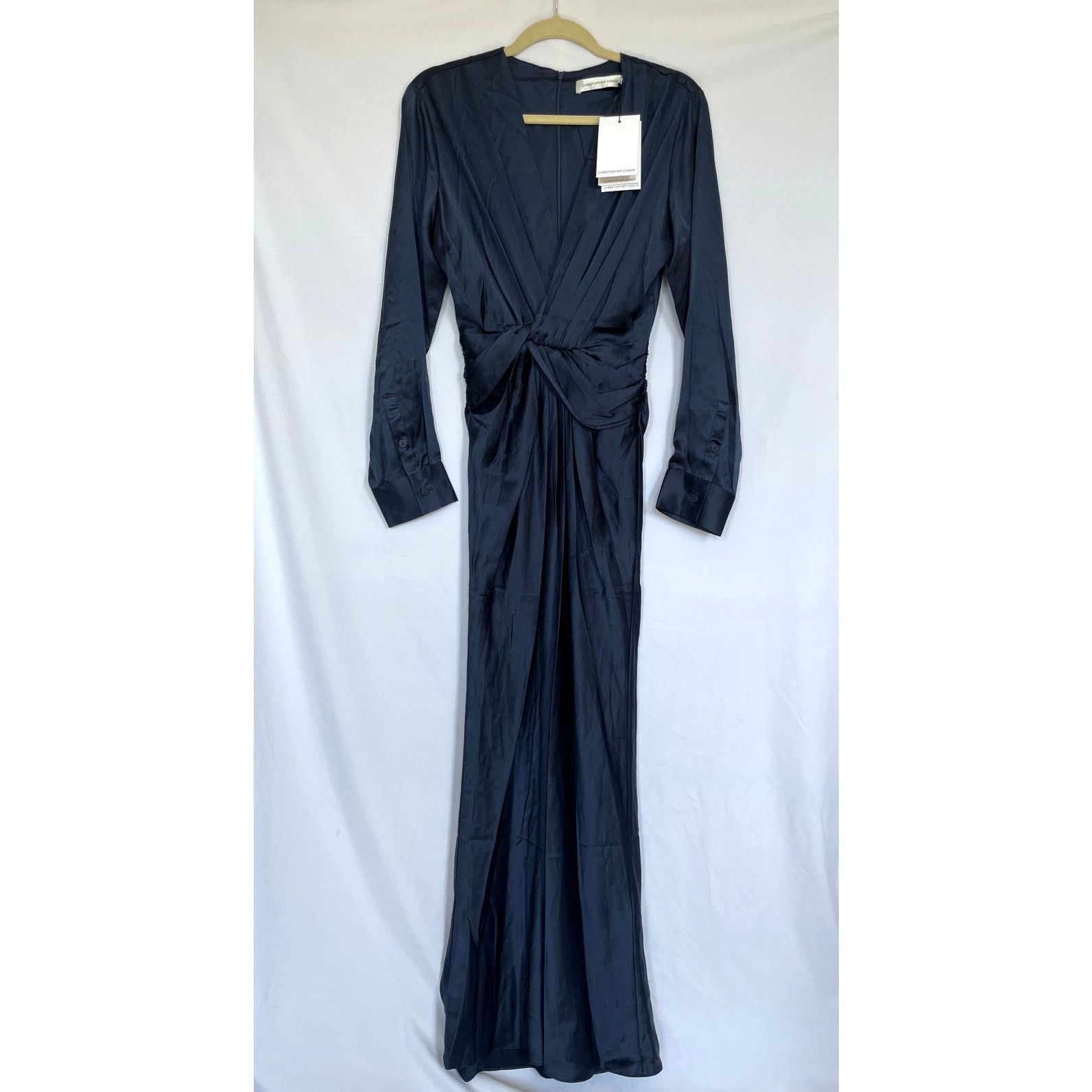 NWT Christopher Esber Navy Blue Silk Twist Dress, AU 6, US 0