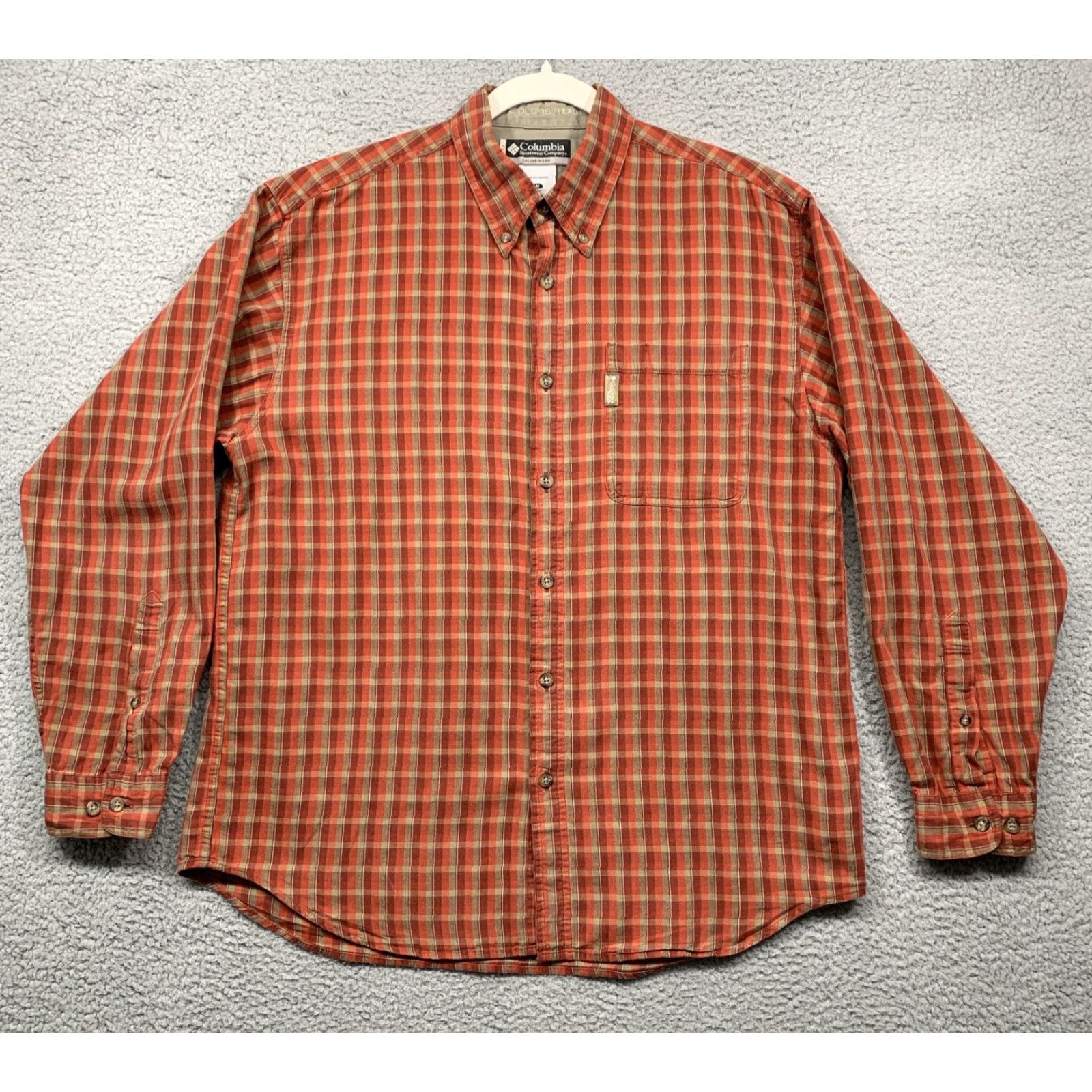 Logo 7 Columbia Mens Long Sleeve Shirt Size Medium Red Brown Tan Plaid Logo Button-Up Shirt Mens Regular Fit Size US M / EU 48-50 / 2 - 2 Thumbnail