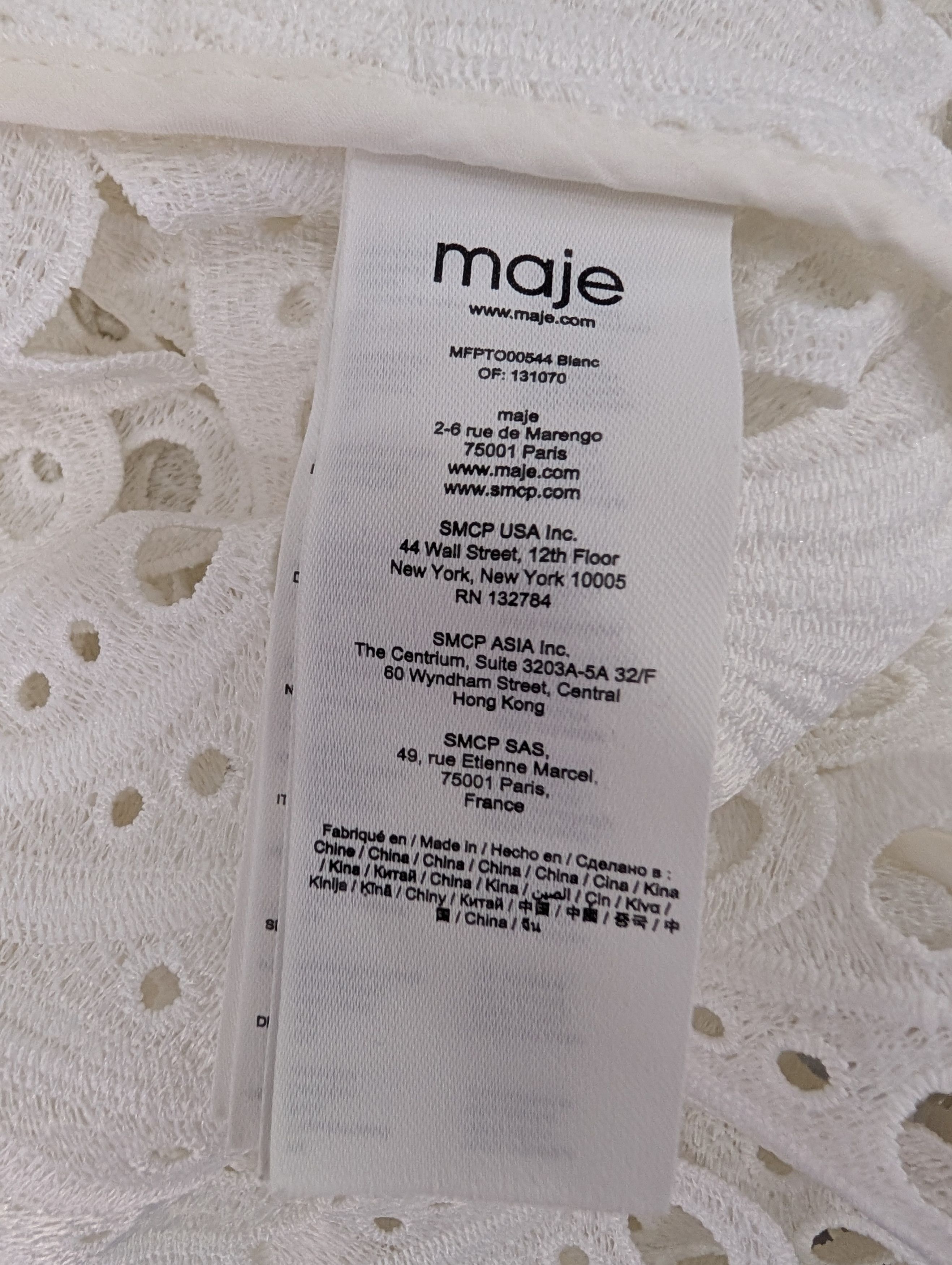 Maje Maje White Lulie Guipure Lace Crop Top With Underlay Size XS / US 0-2 / IT 36-38 - 8 Thumbnail