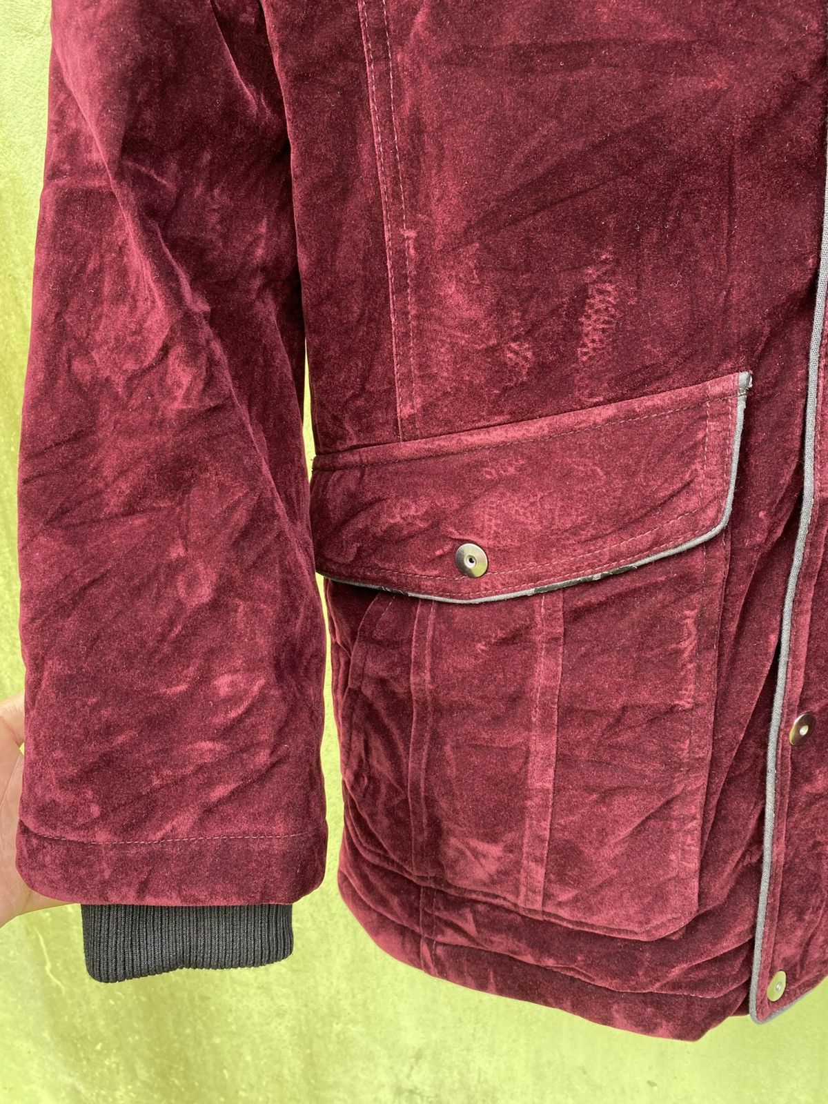 Japanese Brand Naughty Style Burgundy Velvet Parka Jacket Faux Fur Hood Size US M / EU 48-50 / 2 - 5 Thumbnail