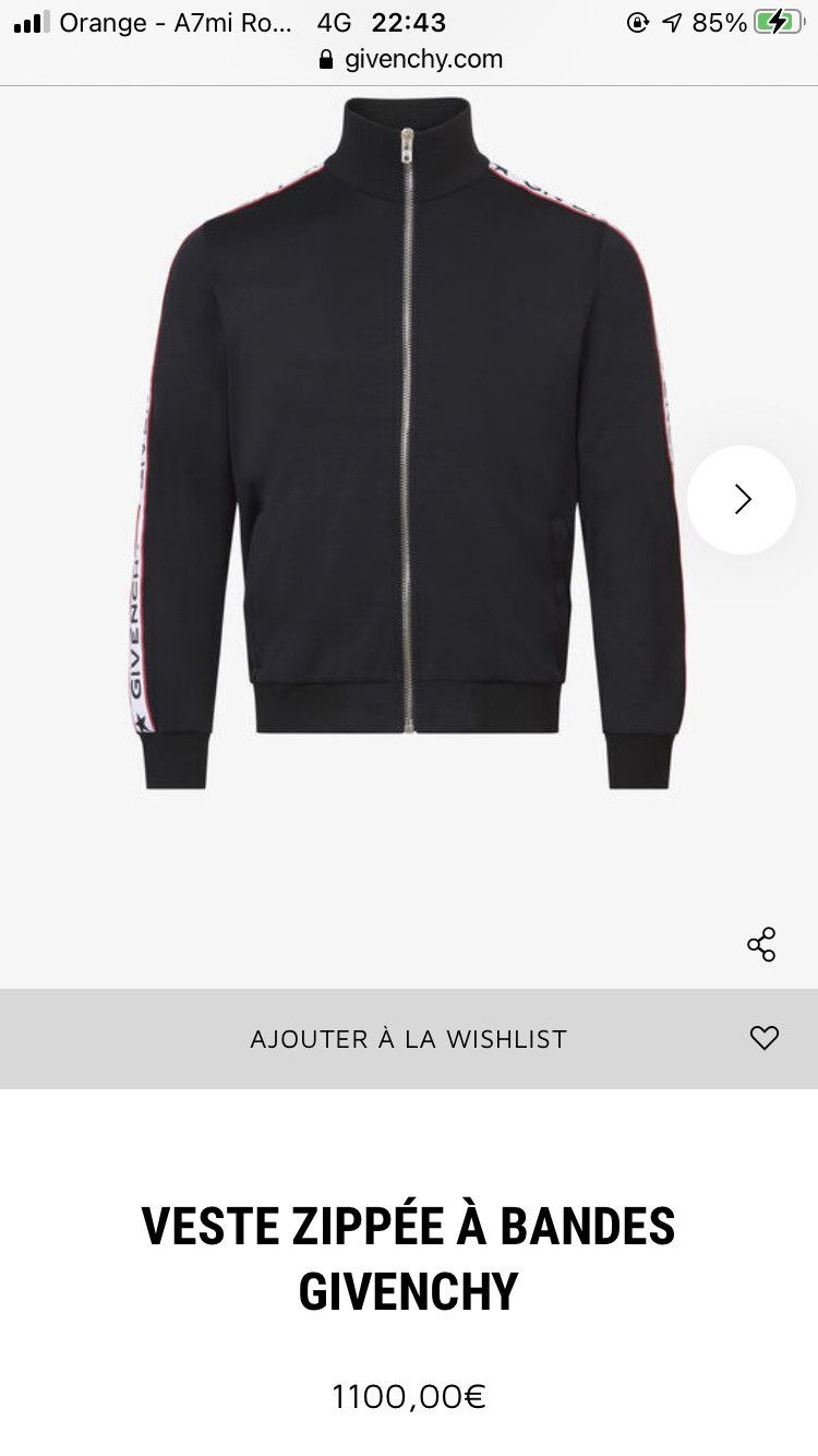 Givenchy Givenchy Black Jersey Logo Tape Trimmed Zip-Front Jacket Size US S / EU 44-46 / 1 - 7 Thumbnail