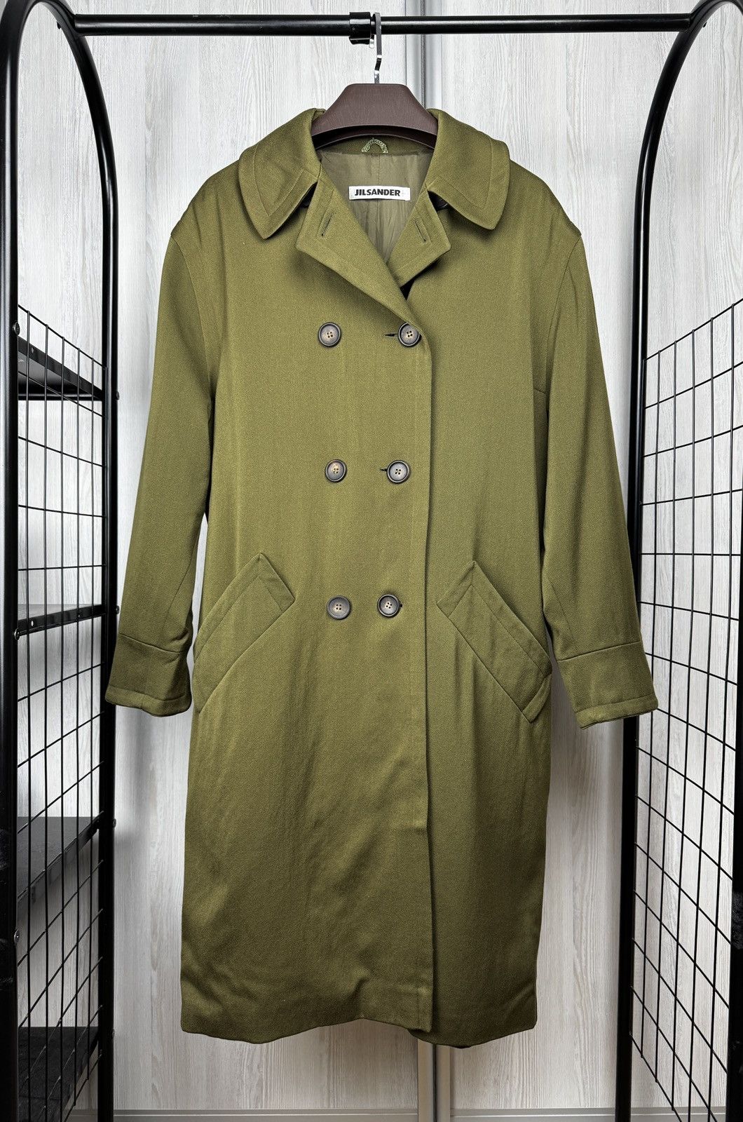 Jil Sander Jil Sander Wool 80s military khaki double-breasted trench 36 Size M / US 6-8 / IT 42-44 - 2 Thumbnail