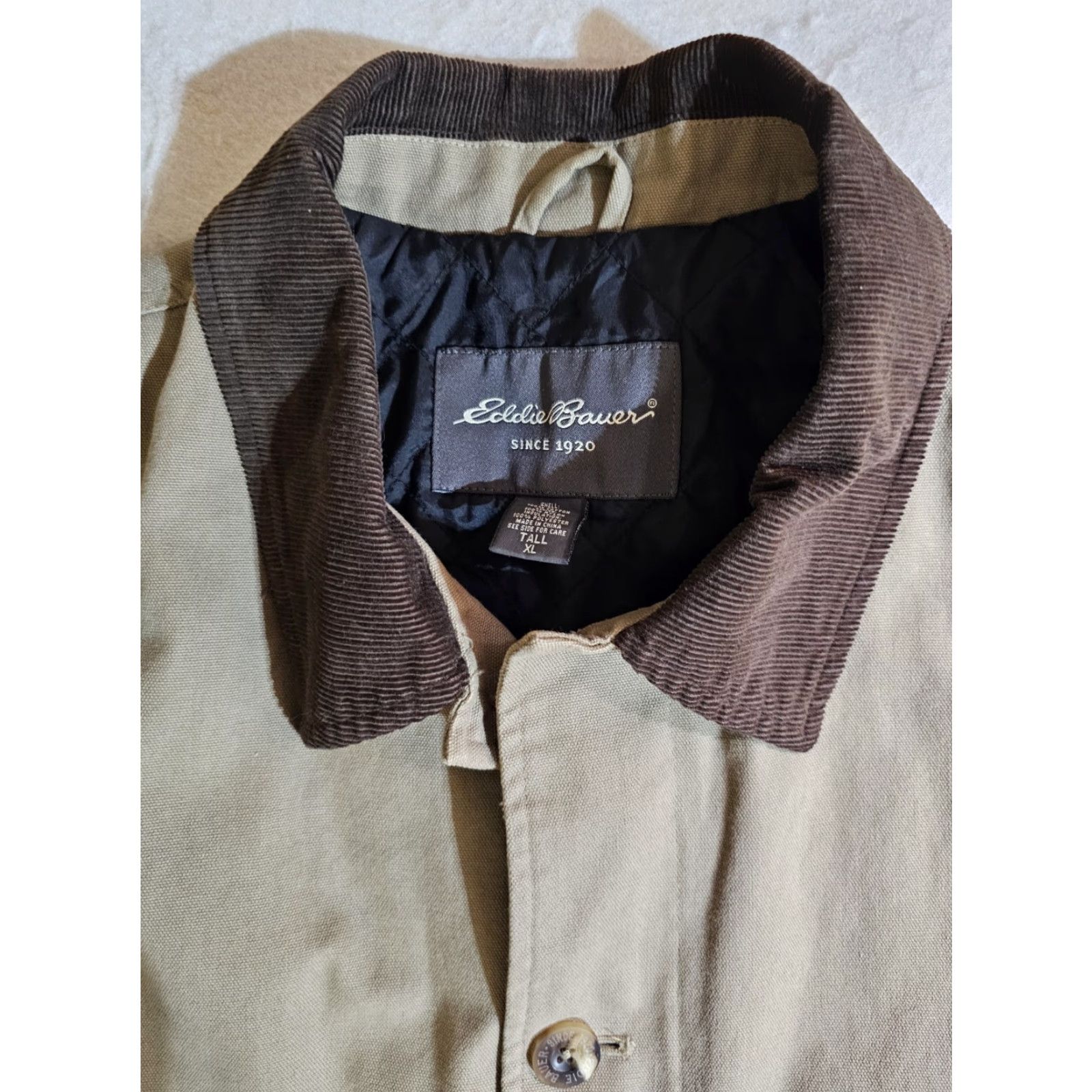 Eddie Bauer VINTAGE Eddie Bauer Classic Canvas Button Down Lined Field Chore Jacket Mens XL Tall Brown Tan Size US XL / EU 56 / 4 - 3 Thumbnail