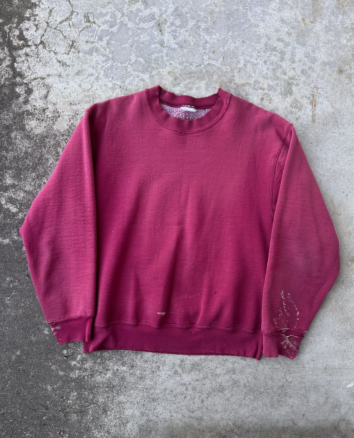 burgundy trashed paint splatter distressed sweatshirt