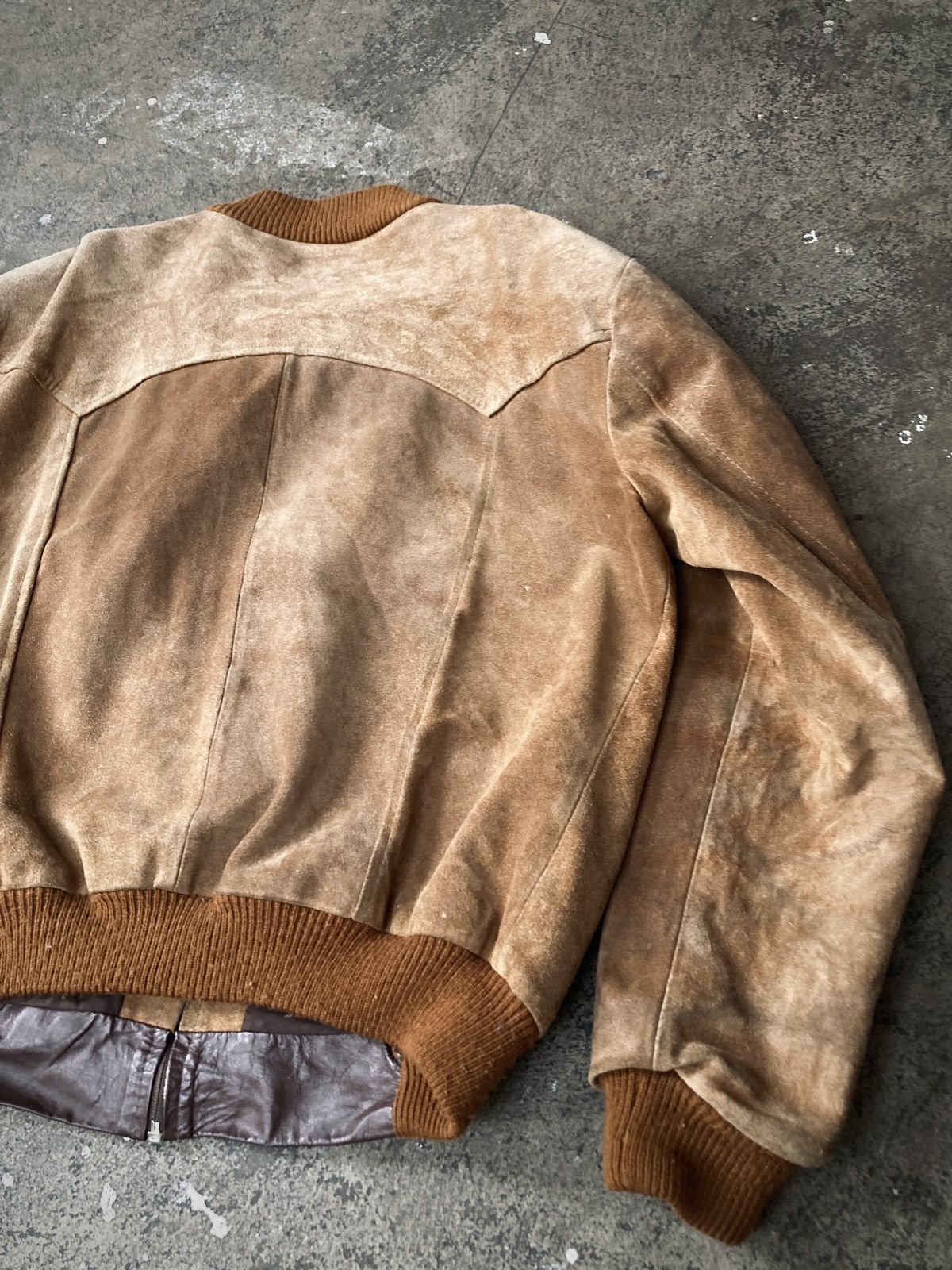 Leather × Vintage Vintage 70s Western 2-Tone Leather Bomber Jacket Size US L / EU 52-54 / 3 - 9 Thumbnail