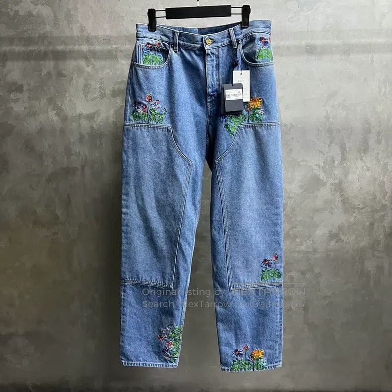 Louis Vuitton Louis Vuitton Indigo Floral Embroidered Long Jeans Size US 31 - 1 Thumbnail