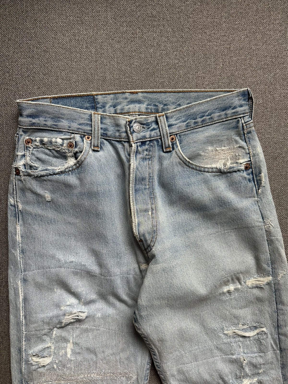 Levi's Levi's 501 repaired/stitched/sashiko distressed jeans Size US 28 / EU 44 - 3 Thumbnail