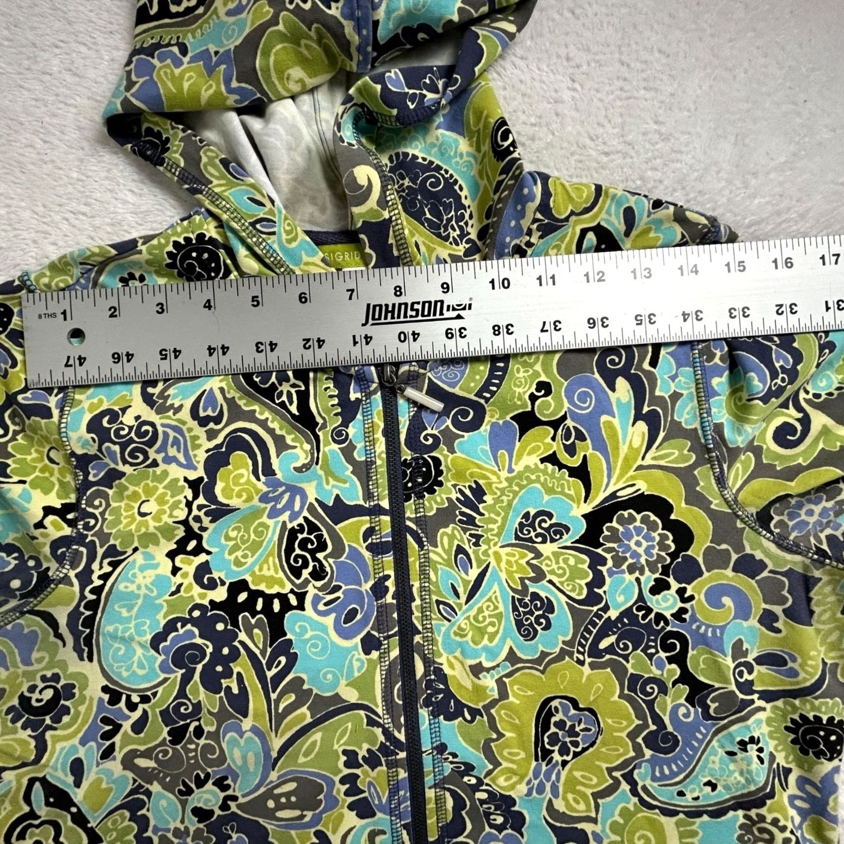 Vintage Sigrid Olsen Womens Paisley Zip-Up Hoodie Jacket Medium Green Stretch Pockets Size M / US 6-8 / IT 42-44 - 5 Thumbnail