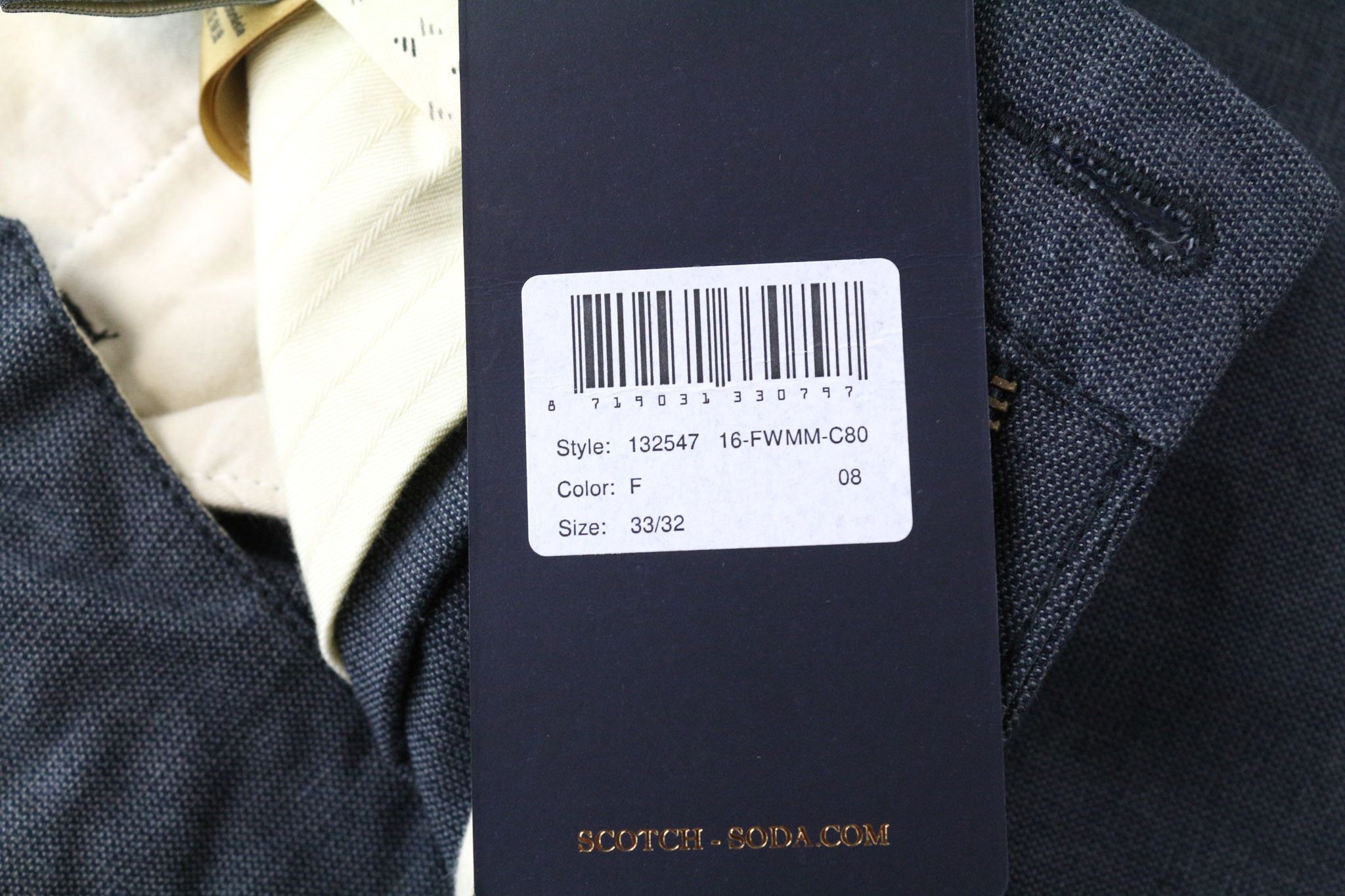 Scotch & Soda STUART W33/L32 Grey Cotton Pleated Trousers 74925 Size US 33 - 5 Thumbnail