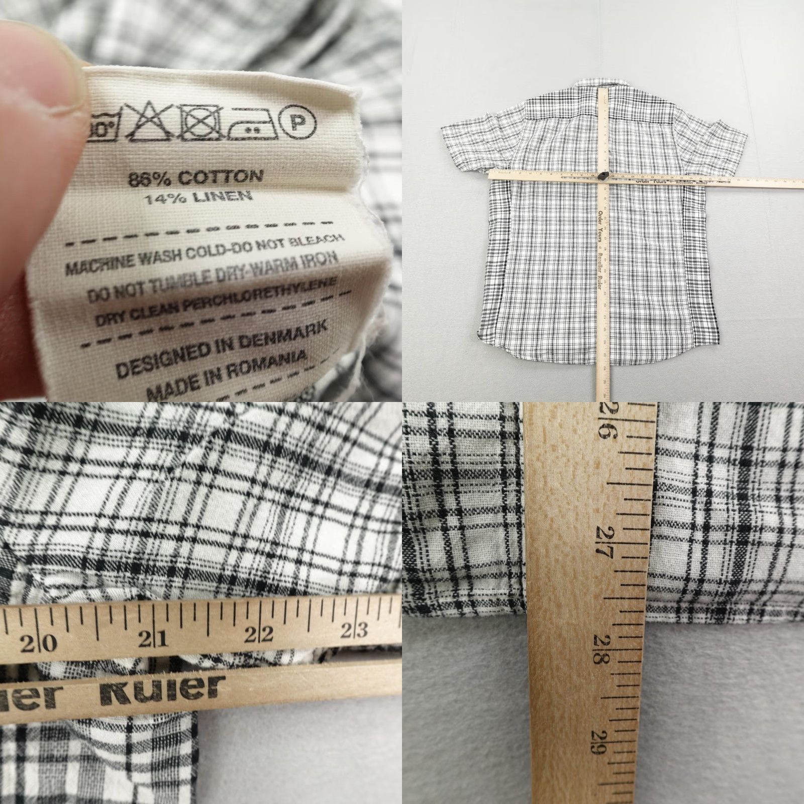 Norse Projects Norse Projects Shirt Mens Large Blue Gray Plaid Cotton Linen Blend Casual Summer Short Sleeve Button-Up Size US L / EU 52-54 / 3 - 8 Thumbnail