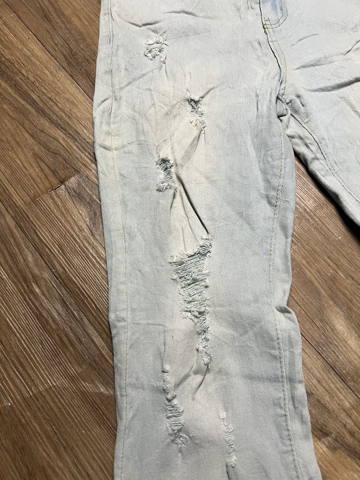 Beauty Beast Groovy Distressed Light Wash Bell Bottom Flare Jeans (41) Size 26" / US 2 / IT 38 - 5 Thumbnail