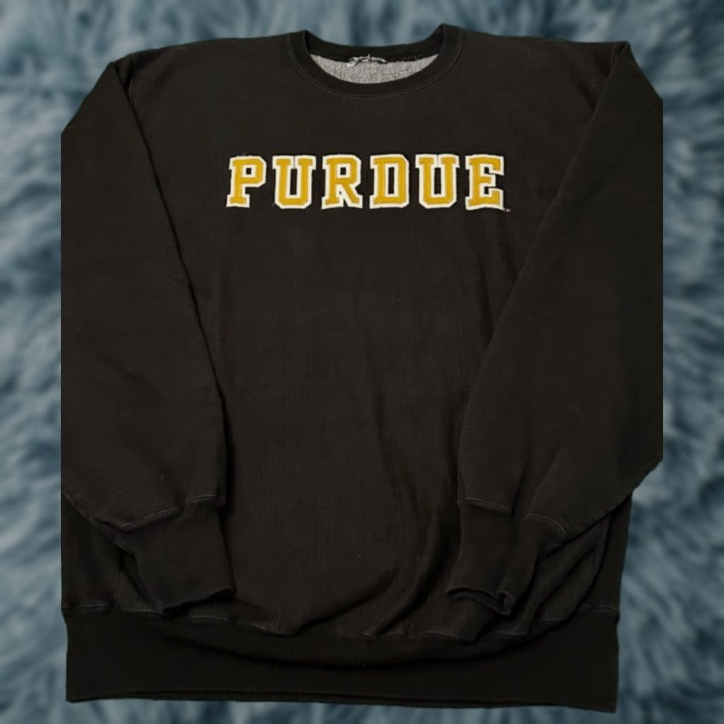 Vintage VINTAGE Purdue University Heavy Weight VTG Crewneck Sweater Mens XL Black 90s University Sports Hoodie? Size US XL / EU 56 / 4 - 1 Thumbnail