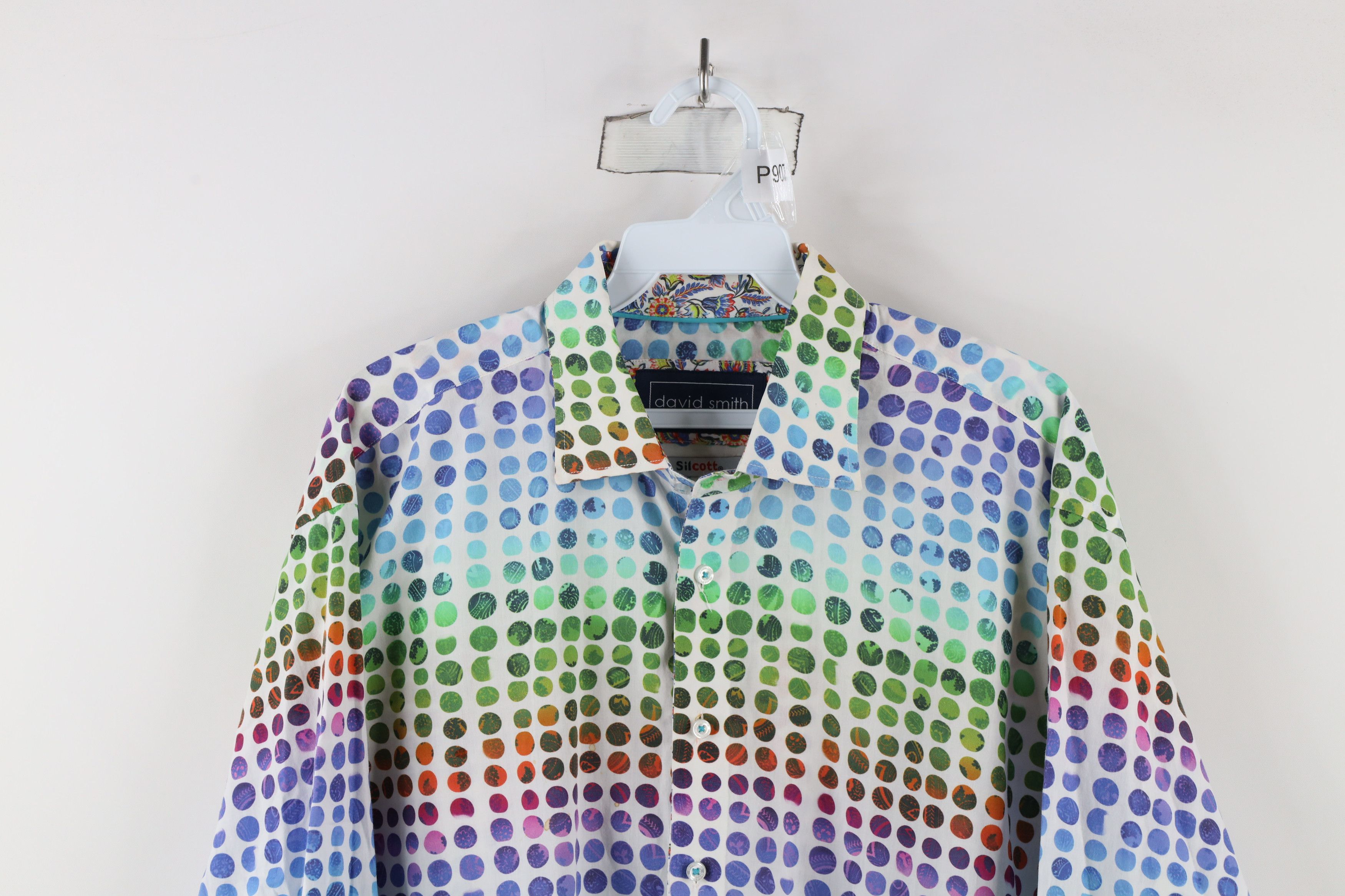 Vintage David Smith Australia Polka Dot Paisley Cuff Button Shirt Size US XL / EU 56 / 4 - 2 Thumbnail